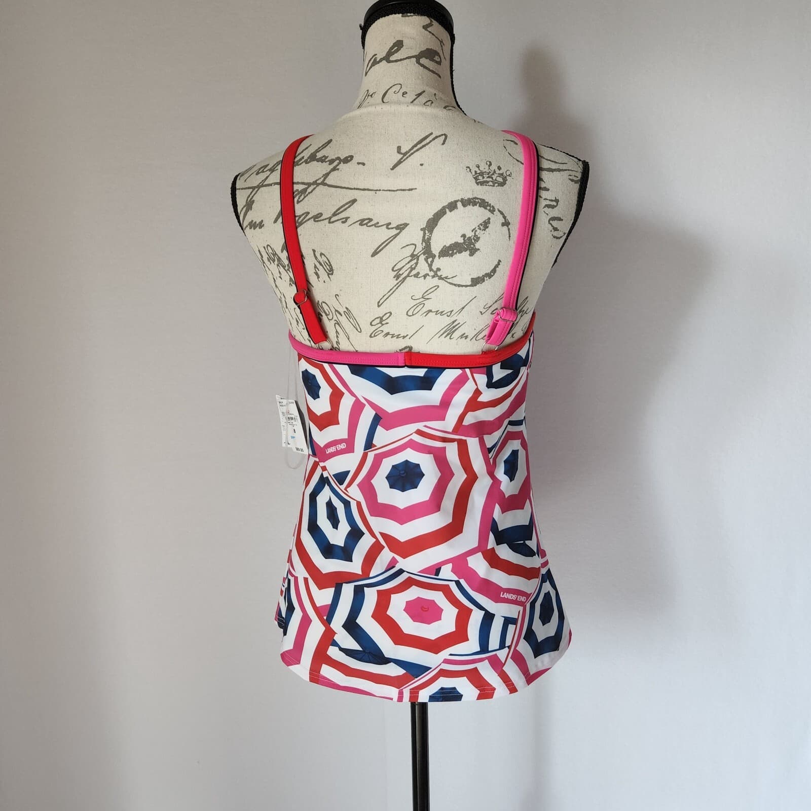 NWT Lands' End Piped Tankini Top UPF50 Bra-Pad Umbrella Multicolor Sz.8 $70 - Thumbnail 6