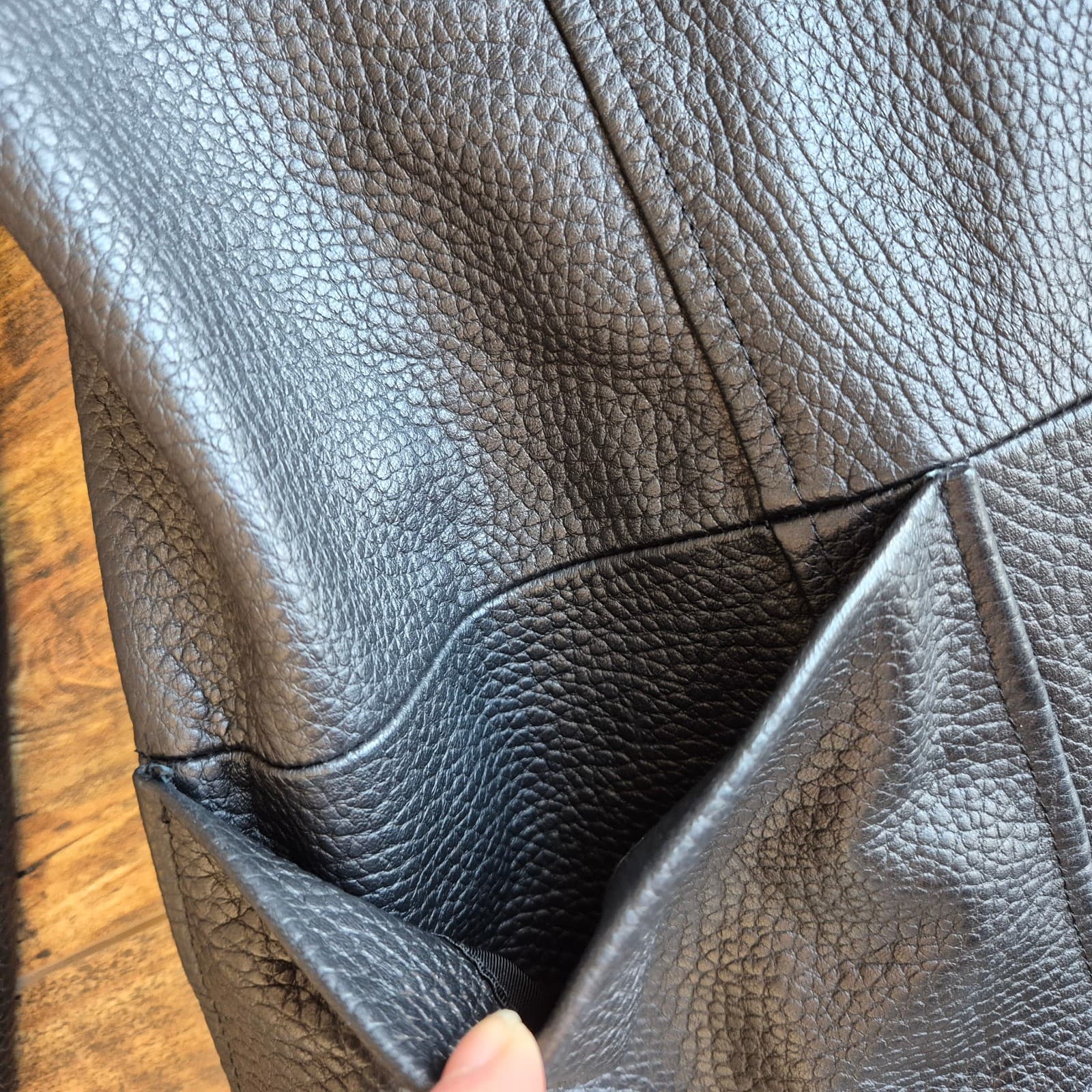 ecco Made in Italy Black Pebble Leather Blazer Jacket Pocket Lined Women's L - Thumbnail 5