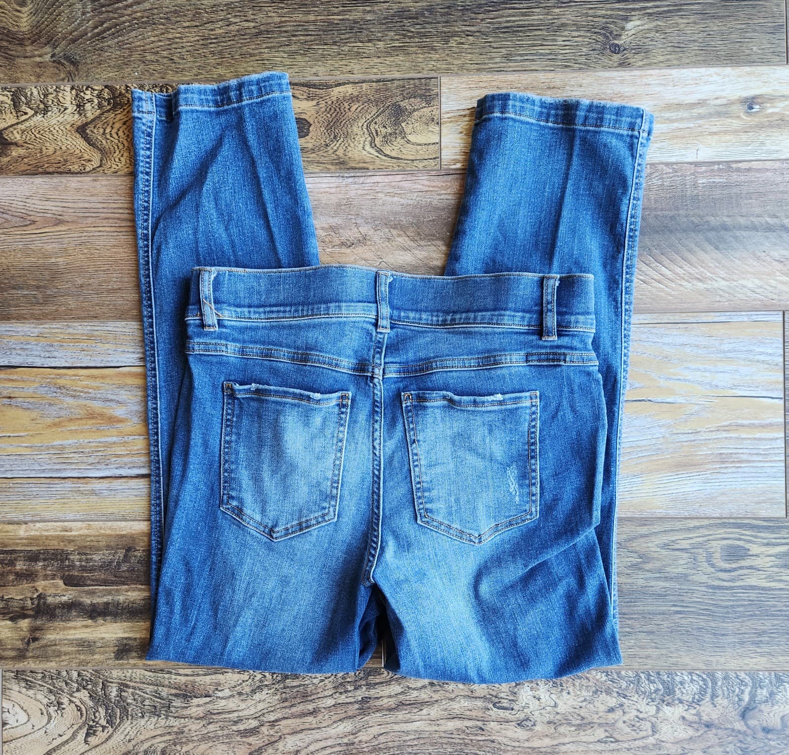 SPANX Straight Leg Ankle Jeans Stretch Pull-On 2 Back Pocket Medium Blue Sz.L - Thumbnail 11