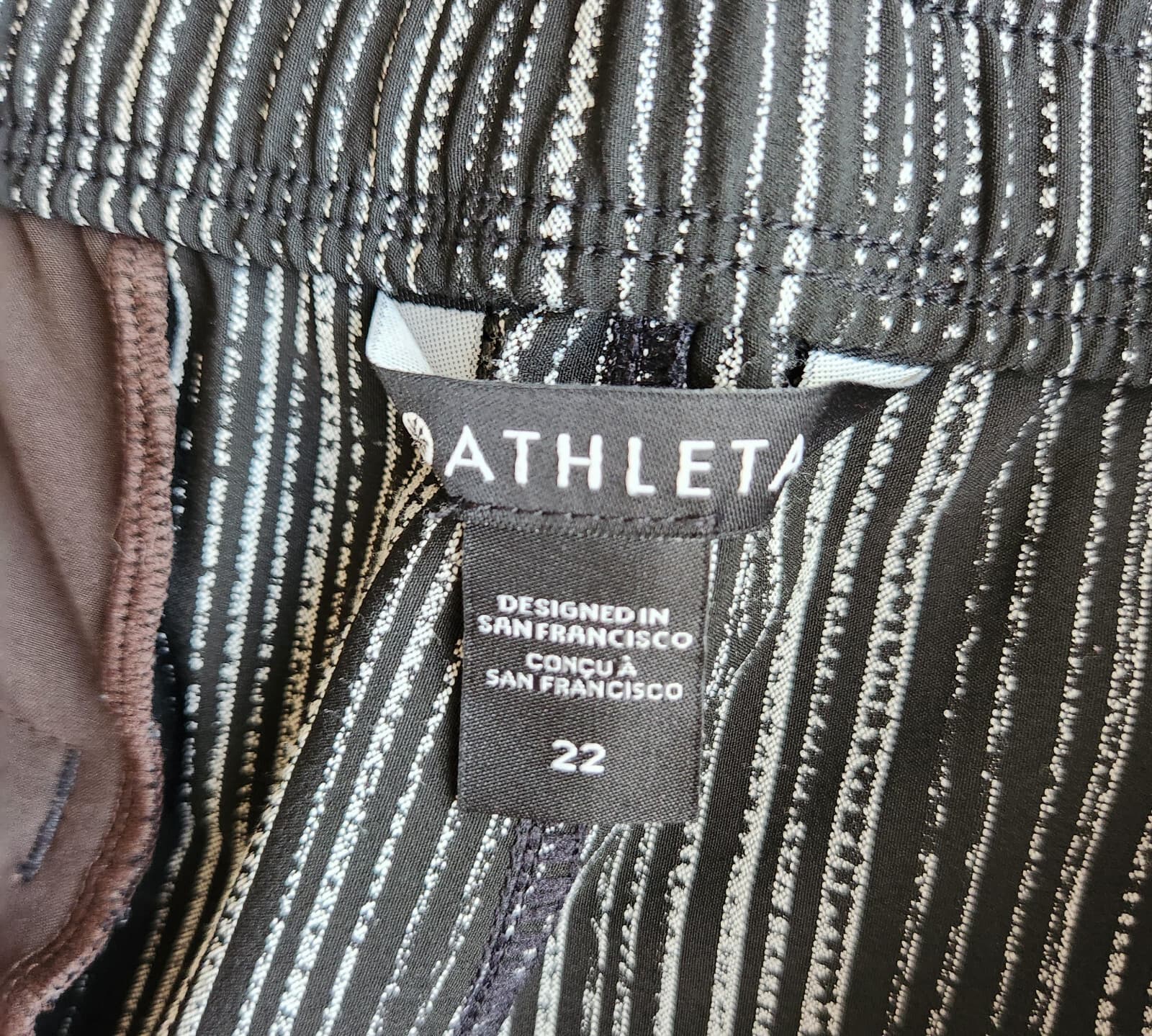 Athleta Arrival High Rise Cropped Pants Pull-On Pocket Amara Stripe Black Sz.22 - Thumbnail 10