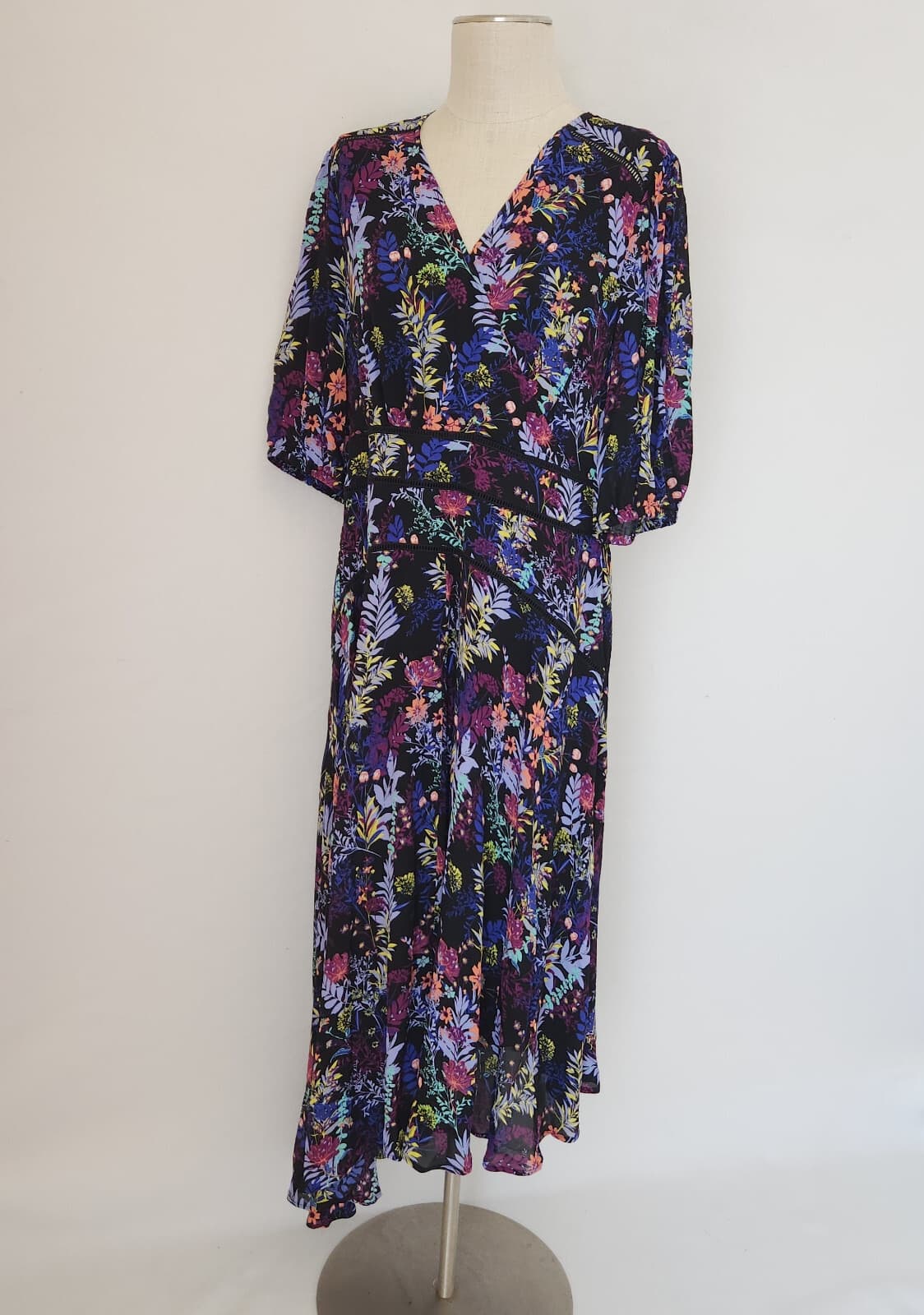 NWoT Soft Surroundings Florencia Floral Asymmetrical Dress Chiffon Multicolor 14 - Thumbnail 4