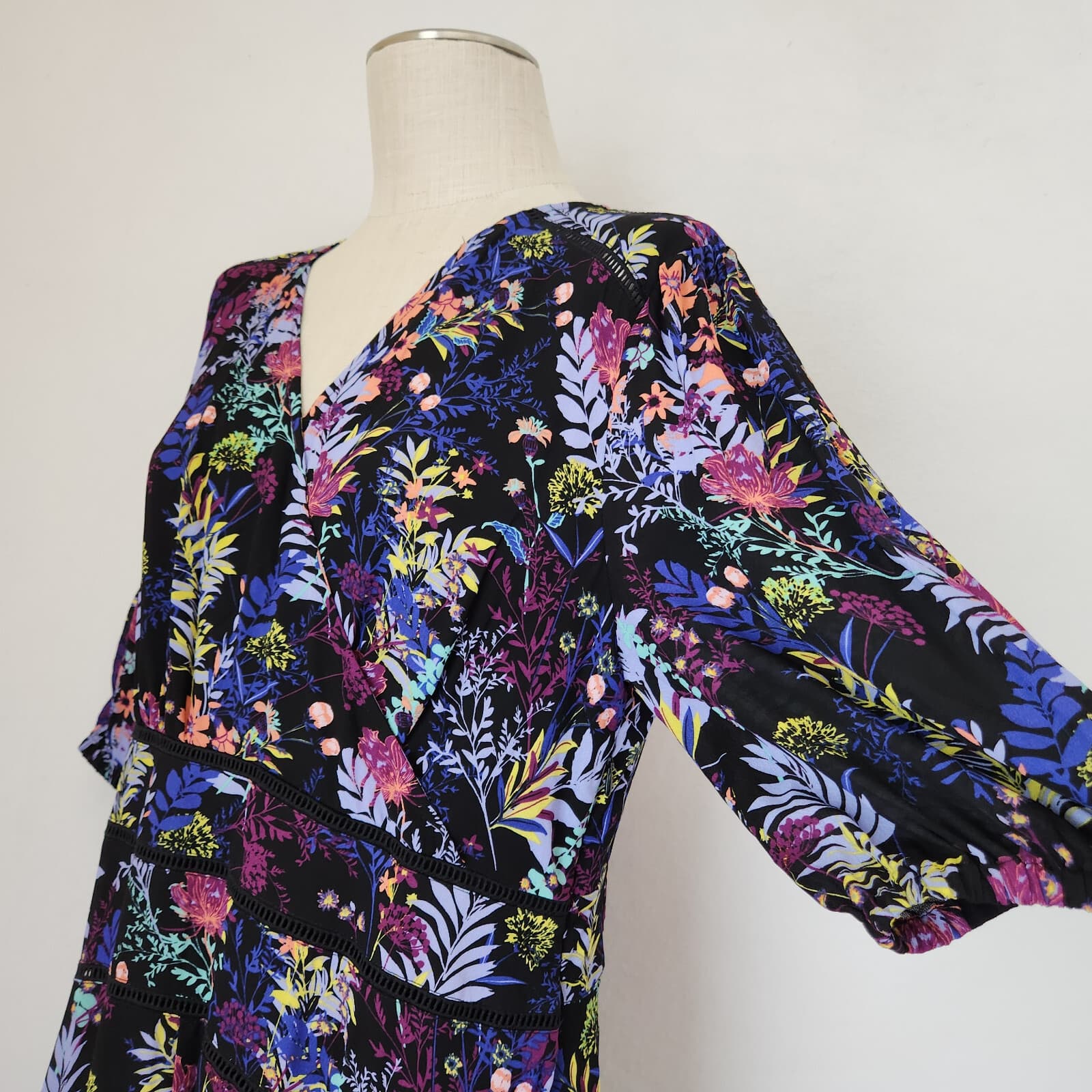 NWoT Soft Surroundings Florencia Floral Asymmetrical Dress Chiffon Multicolor 14 - Thumbnail 5