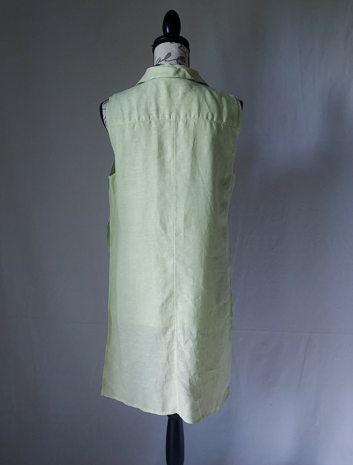 CHICO'S Linen Layer Tunic Top Sleeveless Button-Down Pocket Green Women Sz.1 - Thumbnail 7