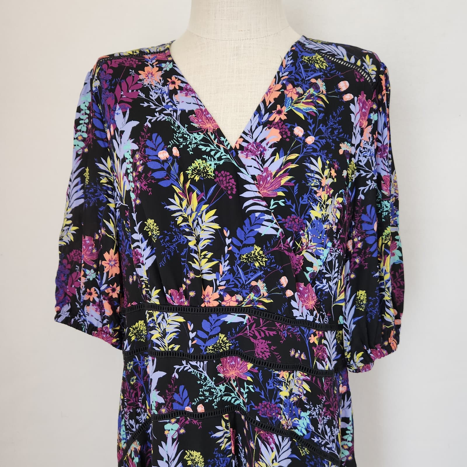 NWoT Soft Surroundings Florencia Floral Asymmetrical Dress Chiffon Multicolor 14 - Thumbnail 3