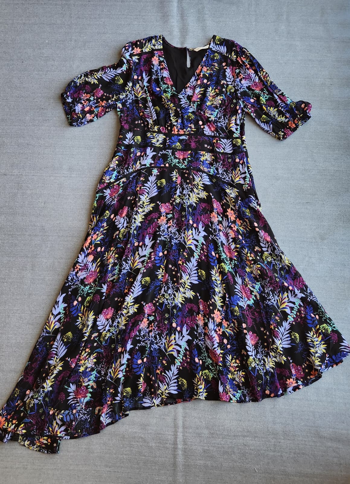 NWoT Soft Surroundings Florencia Floral Asymmetrical Dress Chiffon Multicolor 14 - Thumbnail 8