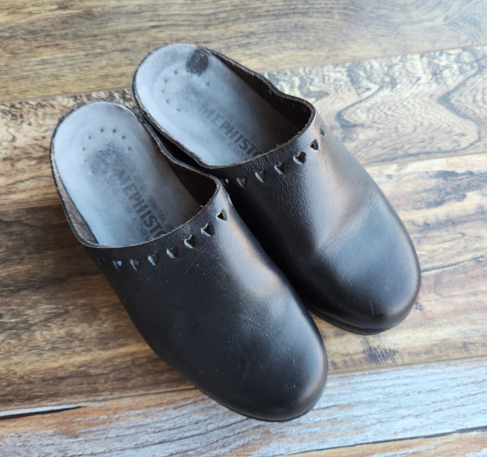 Mephisto Satty Perforated Black Leather Comfort Slip-On Clog Mule Women EU36 US6 - Thumbnail 2