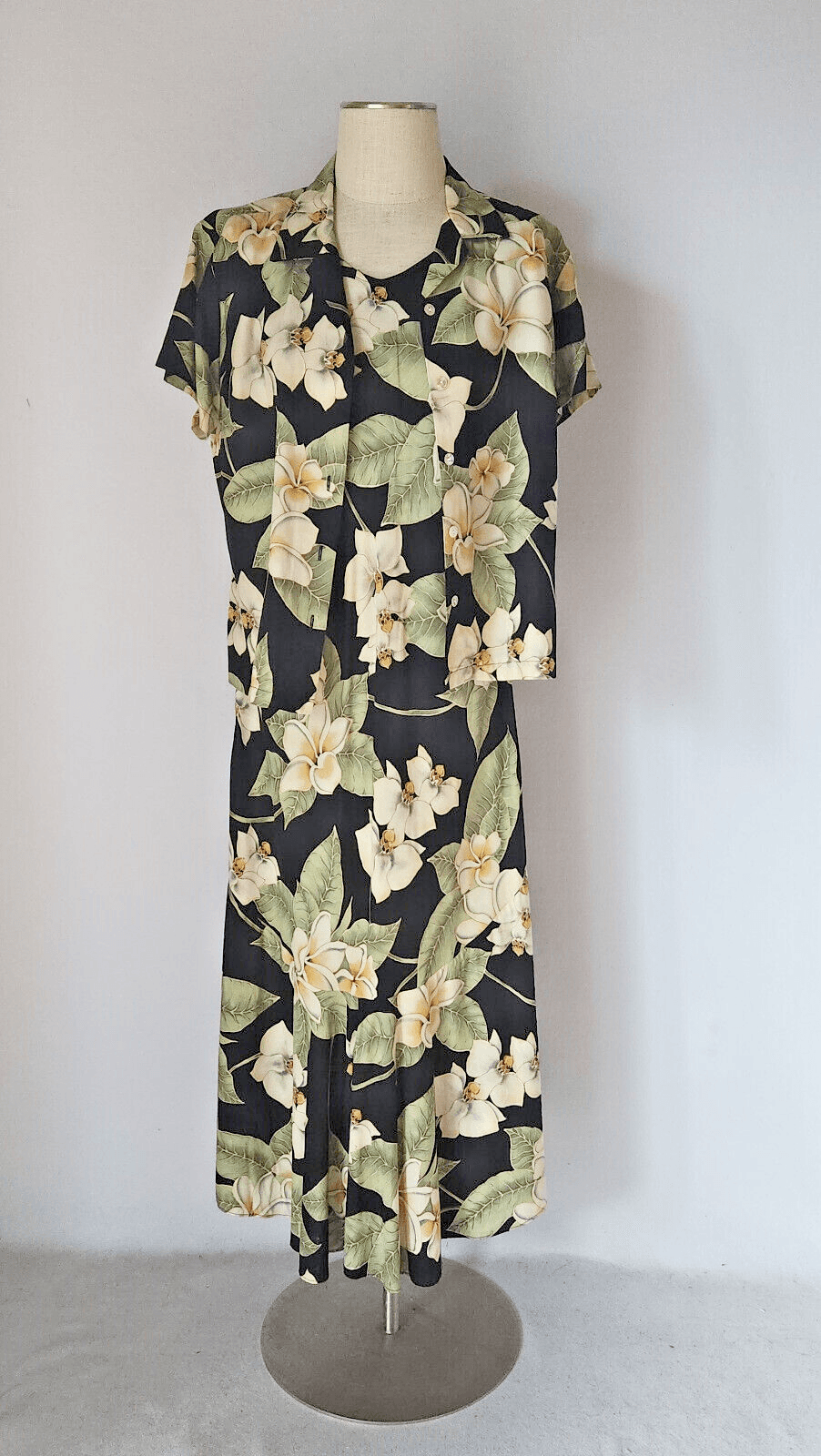 Nani Hawaii Tropical Floral 2 Piece Maxi Dress Button-Up Shirt Multicolor Sz.M/L - Thumbnail 3