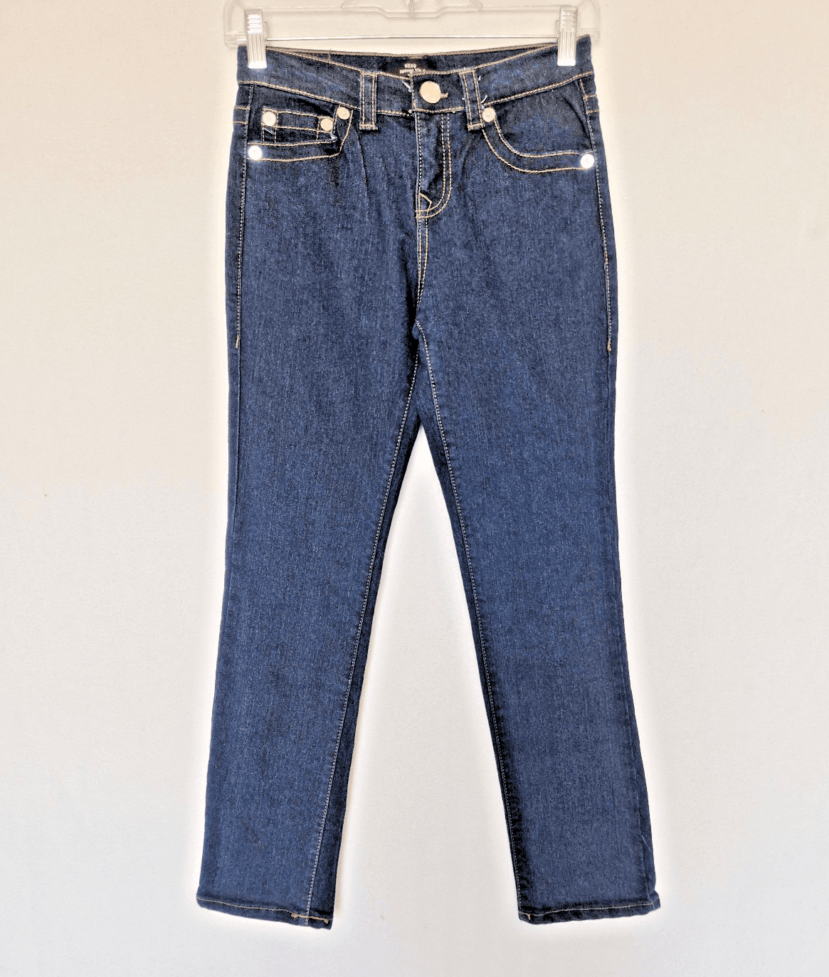 True Religion Girl's 10 Geno Relaxed Slim Jeans Zip 5-Pocket Stretch Dark Blue