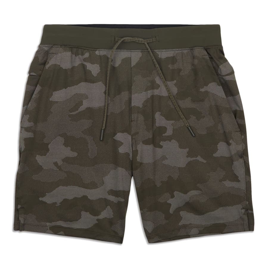 Lululemon T.H.E. Linerless Short 9" Variegated Mesh Camo Max Dark Olive Men's L - Thumbnail 12