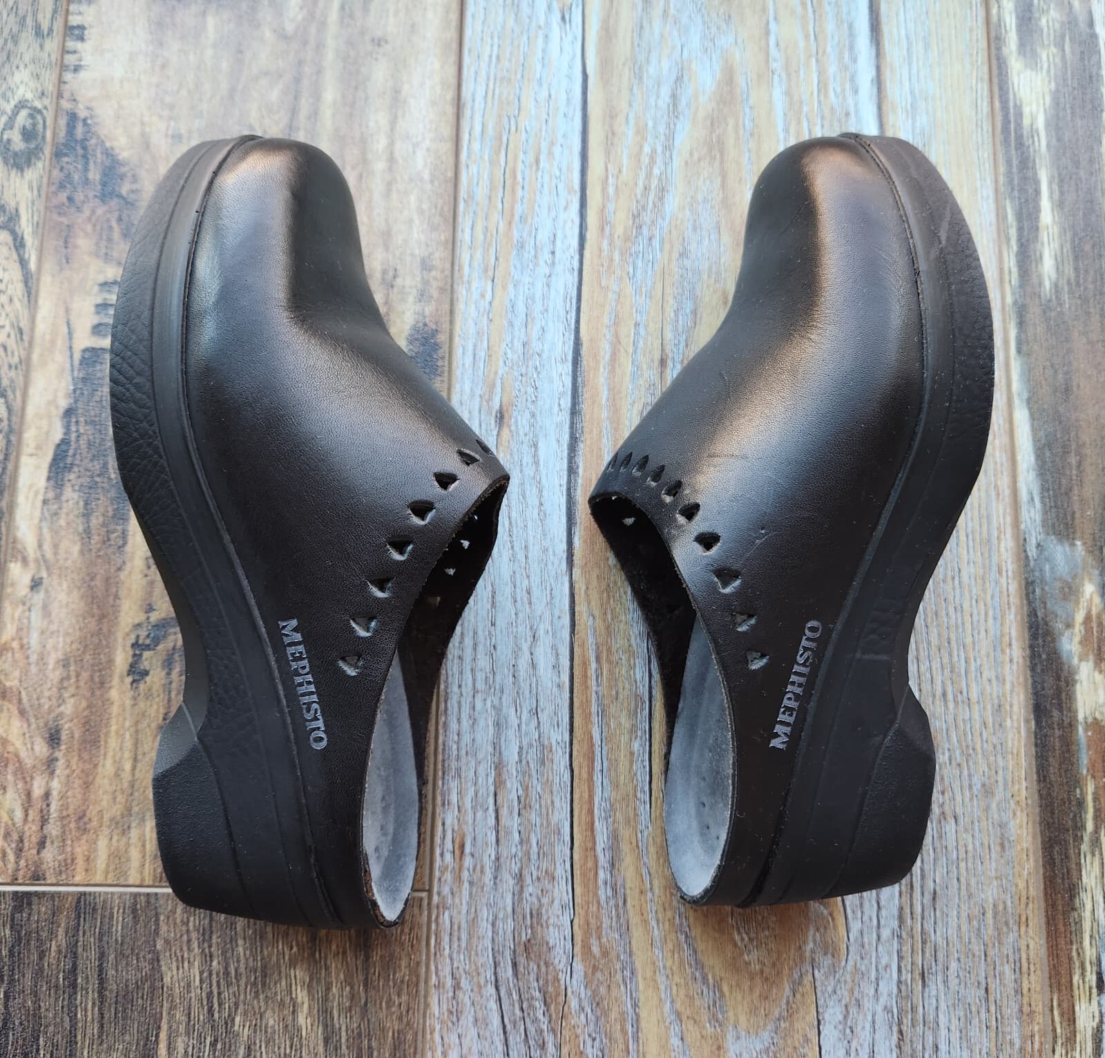 Mephisto Satty Perforated Black Leather Comfort Slip-On Clog Mule Women EU36 US6 - Thumbnail 5