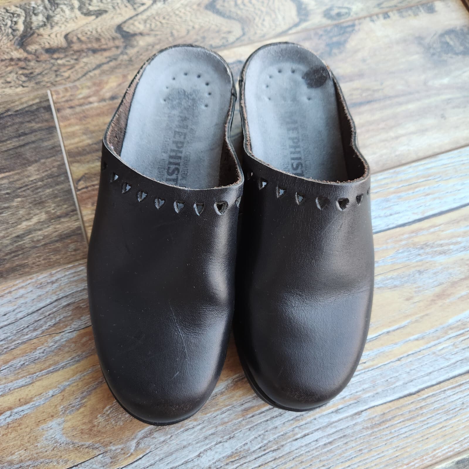 Mephisto Satty Perforated Black Leather Comfort Slip-On Clog Mule Women EU36 US6 - Thumbnail 4