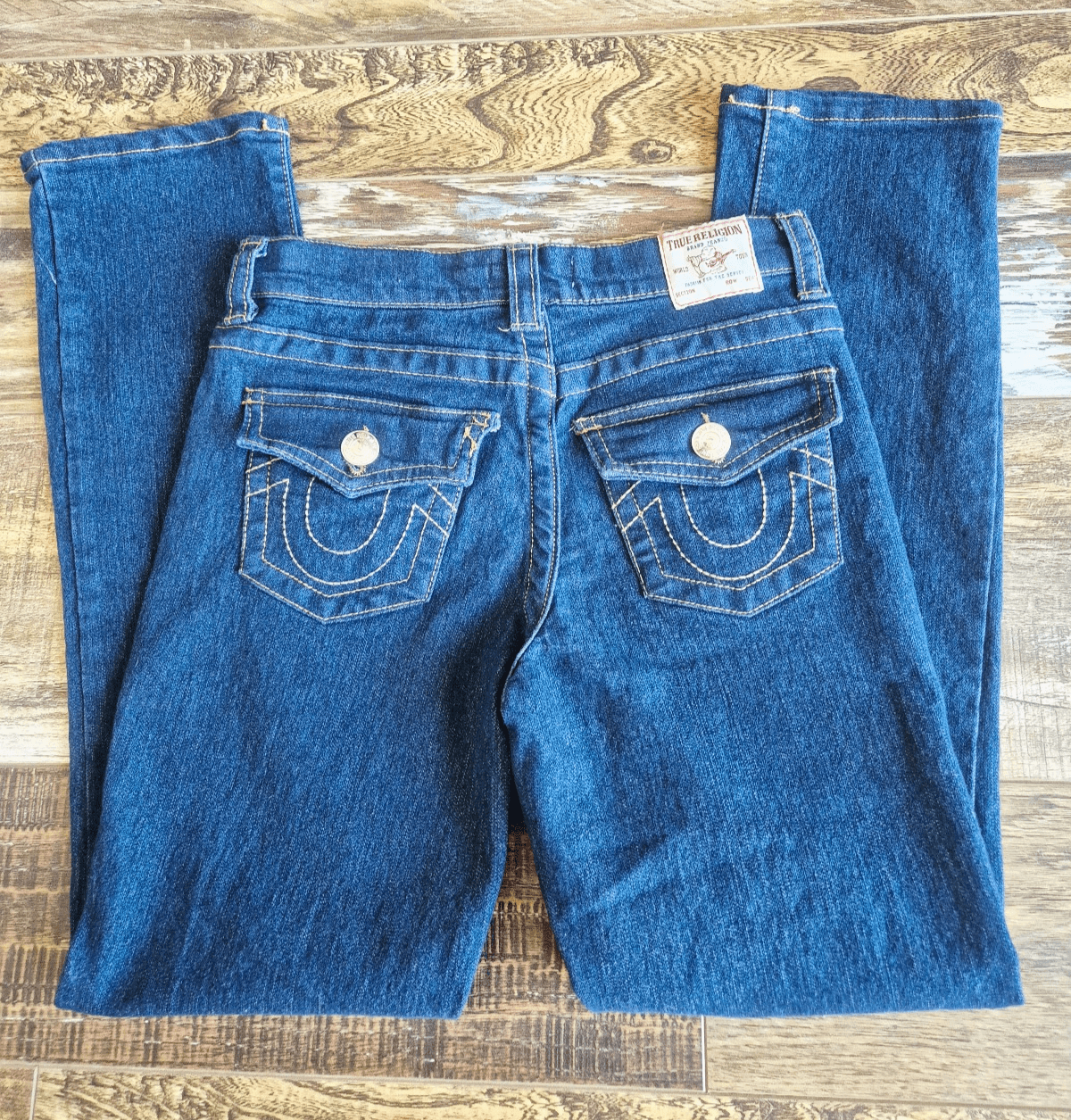 True Religion Girl's 10 Geno Relaxed Slim Jeans Zip 5-Pocket Stretch Dark Blue - Thumbnail 5