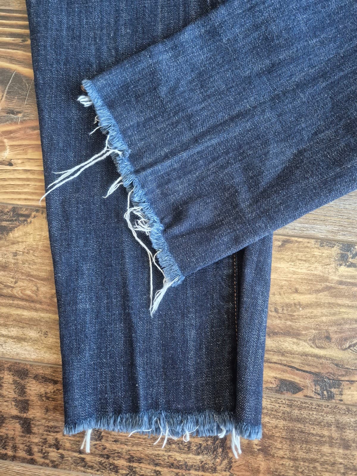 One Teaspoon Organic Denim High Rise Cropped Jeans Frayed Hem Dark Wash Women 29 - Thumbnail 6