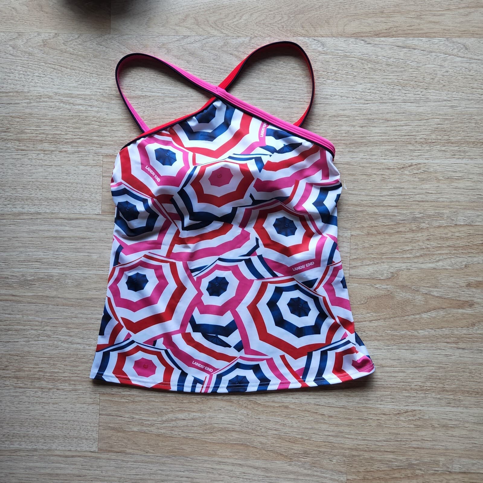 NWT Lands' End Piped Tankini Top UPF50 Bra-Pad Umbrella Multicolor Sz.8 $70 - Thumbnail 7