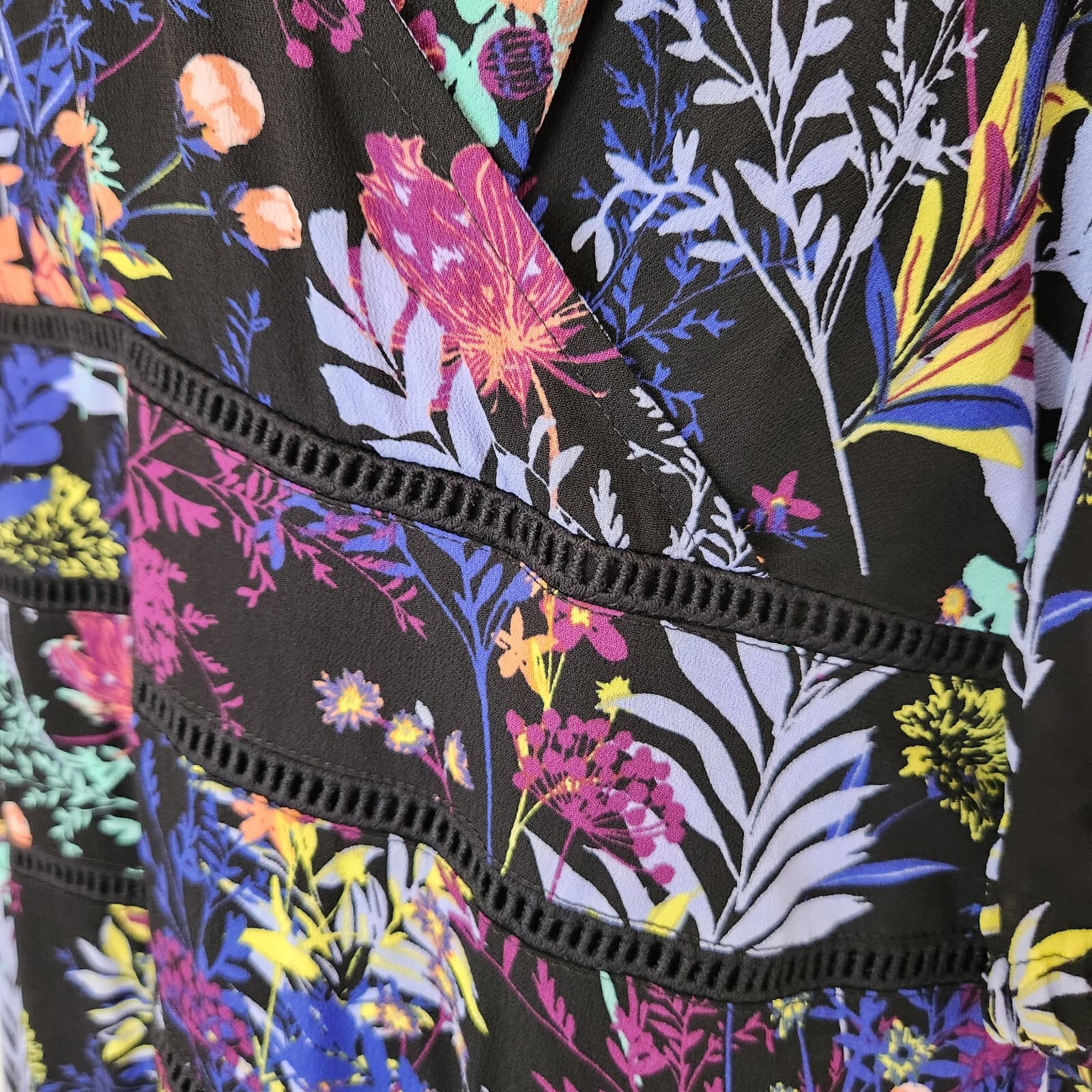 NWoT Soft Surroundings Florencia Floral Asymmetrical Dress Chiffon Multicolor 14 - Thumbnail 6