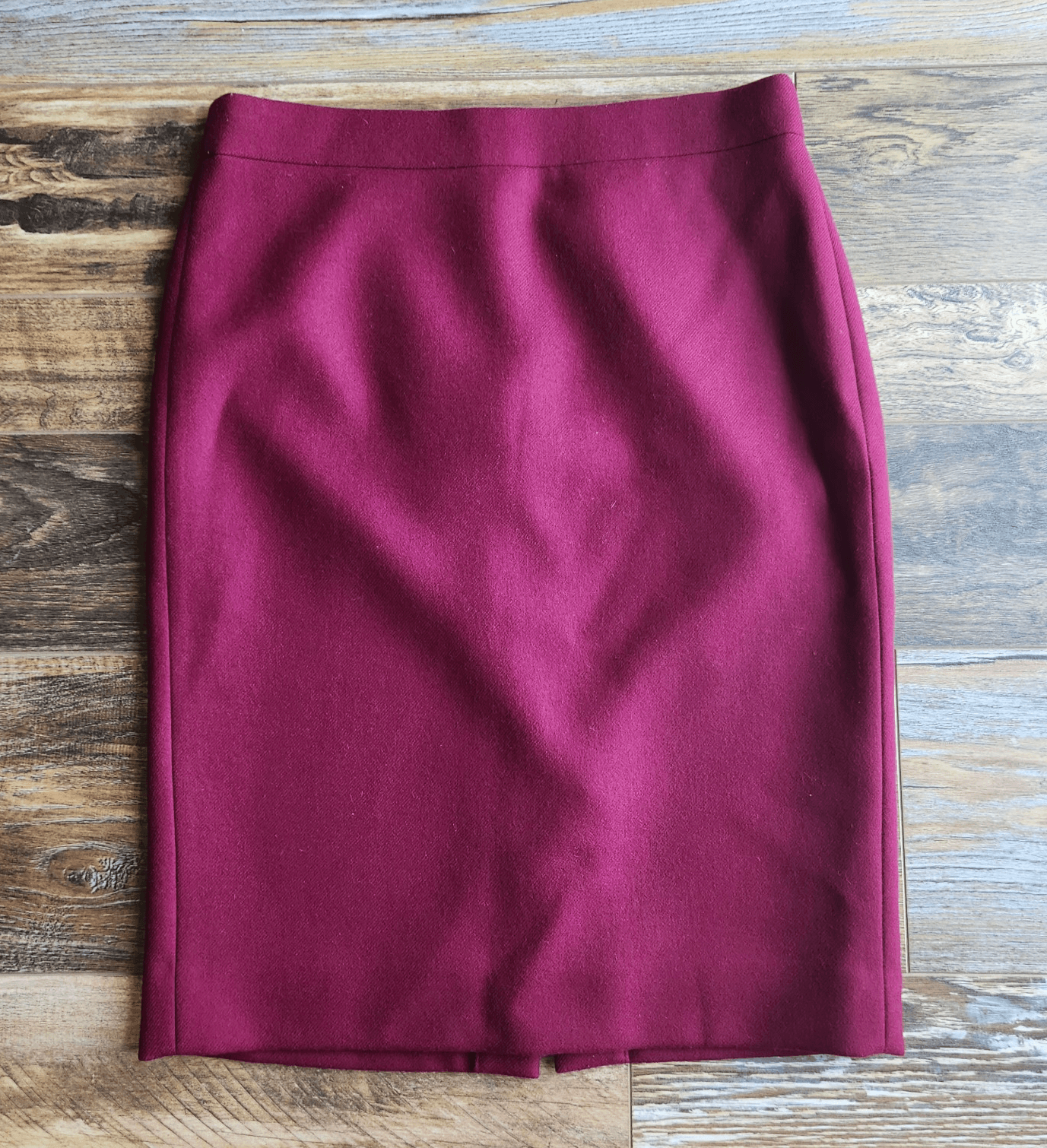 J. Crew 100% Double-Serge Wool No.2 Pencil Mini Skirt Lined Burgundy Sz.4 #02676