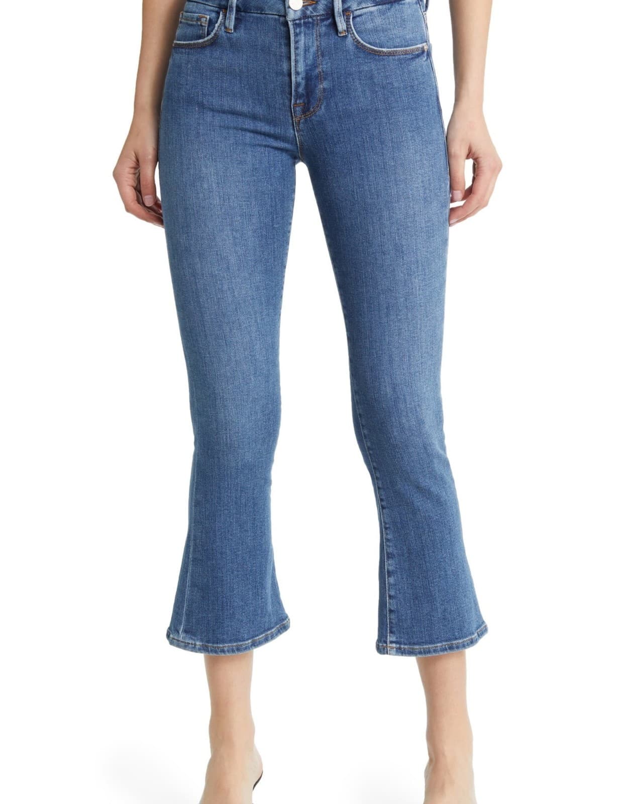 FRAME Le Crop Mini Boot 5-Pocket Stretch Temple Medium Wash Blue Women's 25 $248 - Thumbnail 2