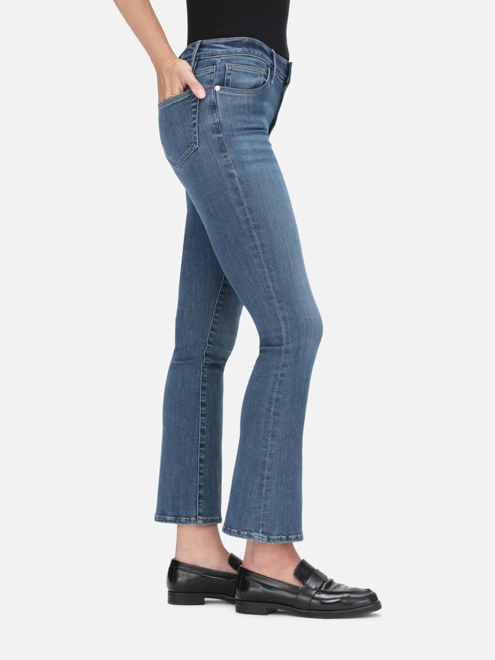 FRAME Le Crop Mini Boot 5-Pocket Stretch Temple Medium Wash Blue Women's 25 $248 - Thumbnail 4