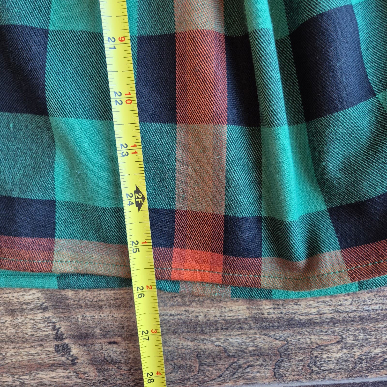 ModCloth x Collectif Jasmine Log Check Swing Skirt Pocket Zip Green Orange Sz.10 - Thumbnail 11
