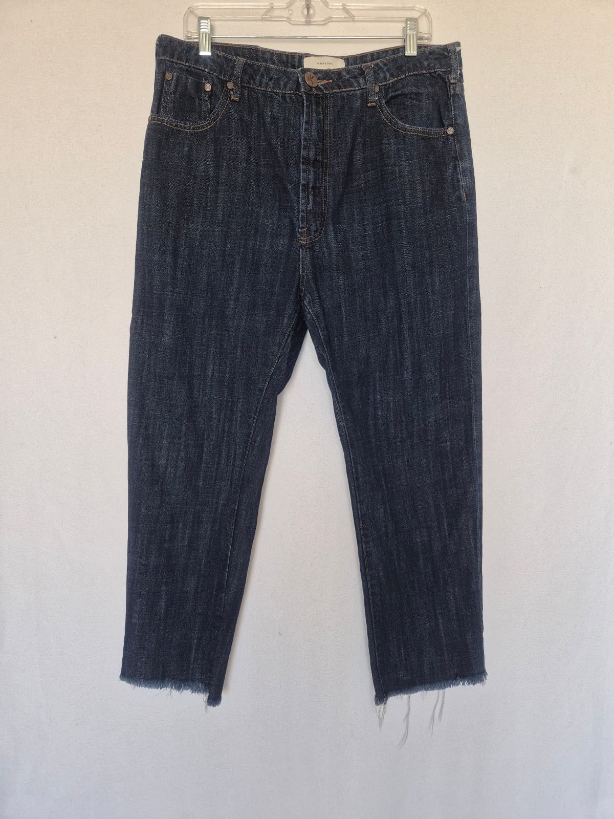 One Teaspoon Organic Denim High Rise Cropped Jeans Frayed Hem Dark Wash Women 29 - Thumbnail 3