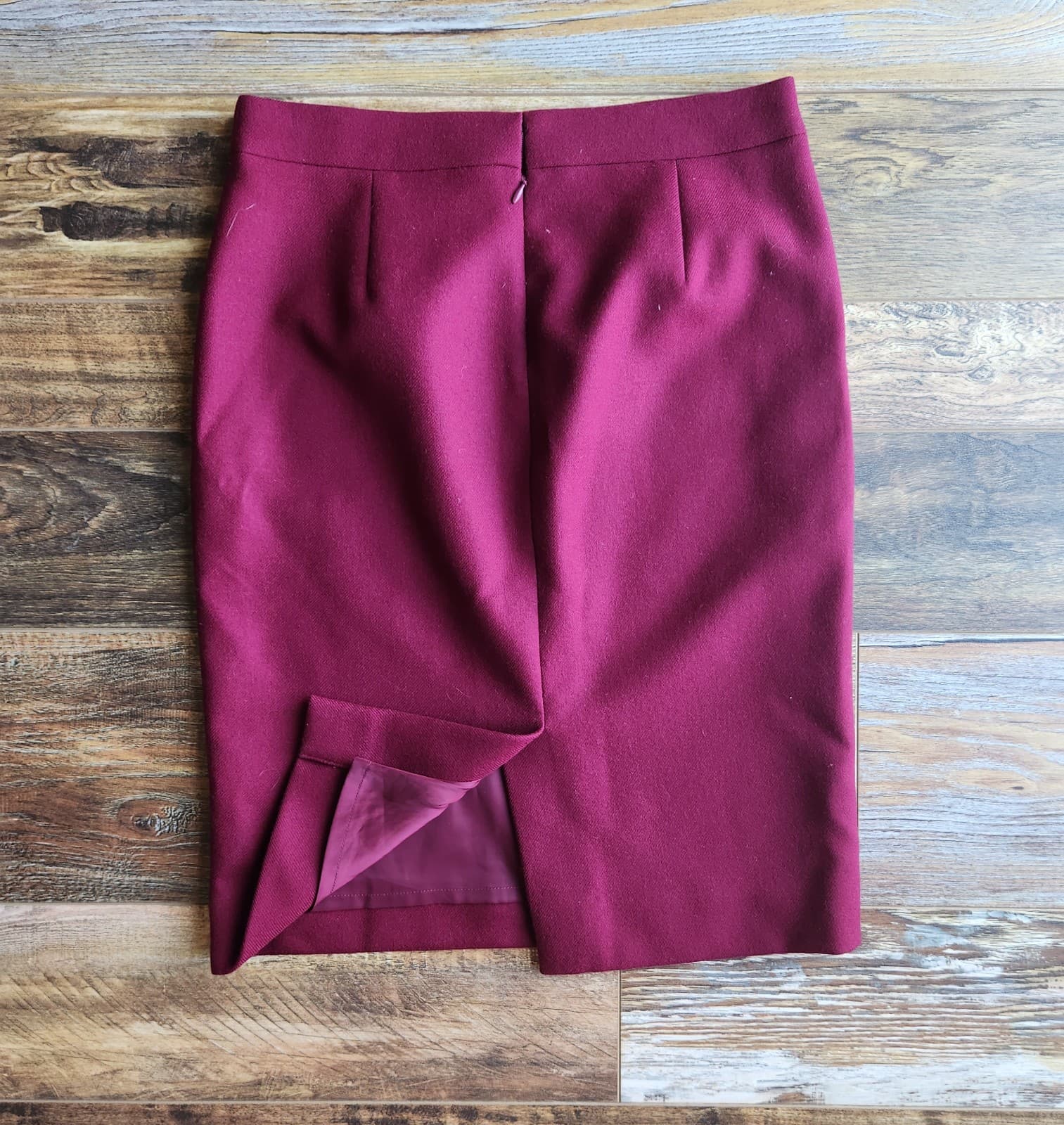 J. Crew 100% Double-Serge Wool No.2 Pencil Mini Skirt Lined Burgundy Sz.4 #02676 - Thumbnail 4