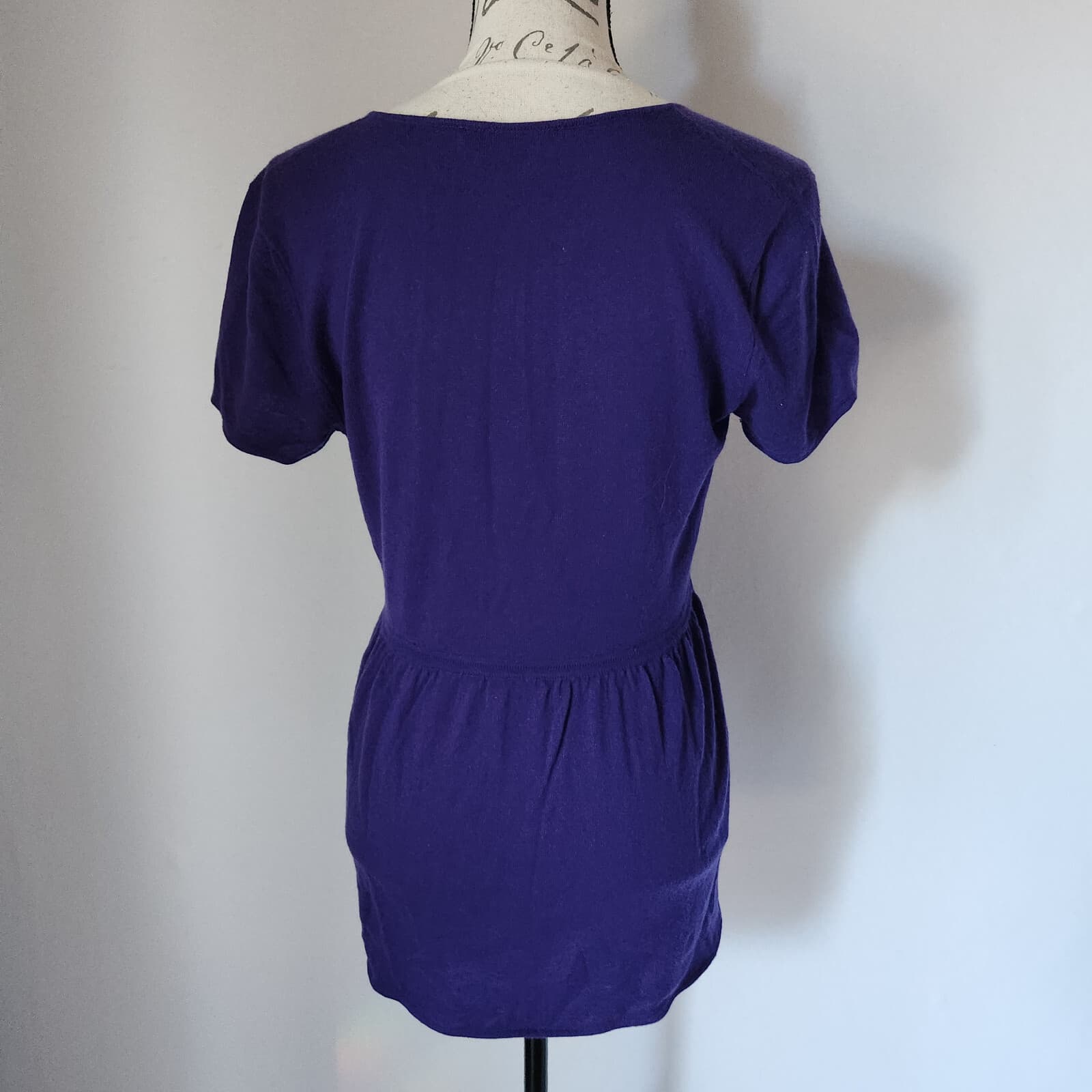 EUC Maria Di Ripabianca Made in Italy Cashmere Peplum Top V-Neck Purple Bust 36" - Thumbnail 4