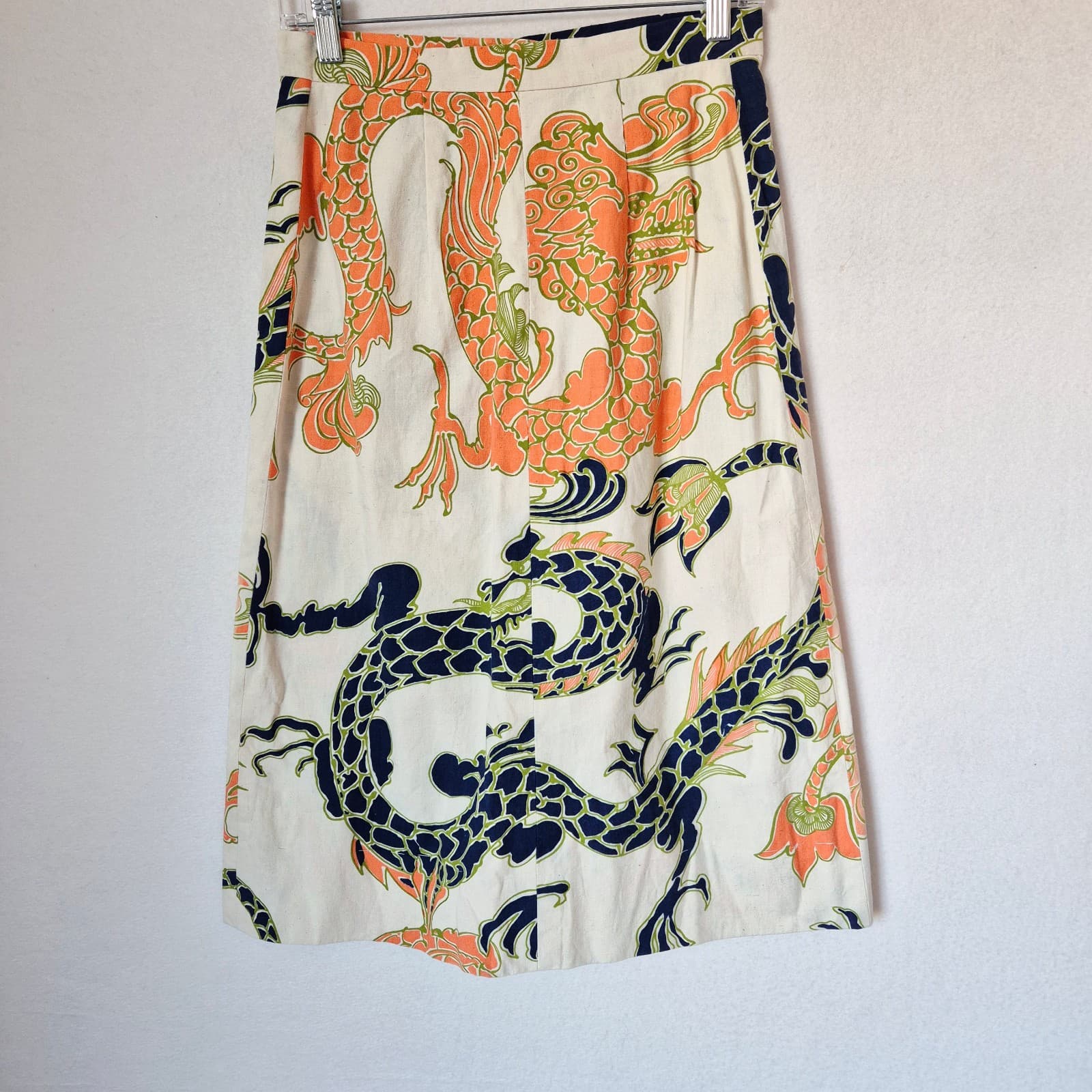 Vintage La Novita Creazione Esclusiva Dragons A-Line Midi Skirt Wood-Button Sz.2 - Thumbnail 3