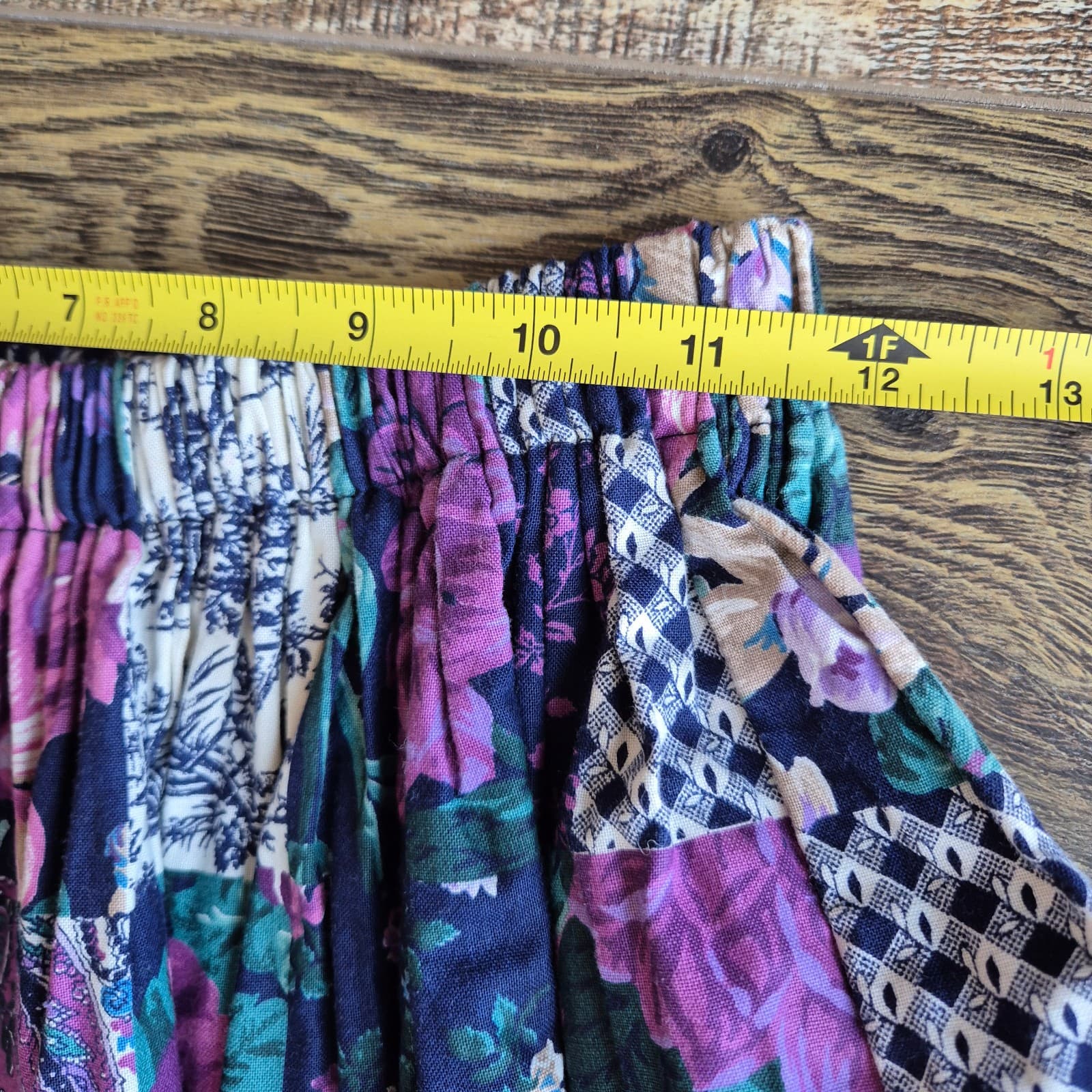 NWoT Granny Hugs Montana Floral Patchwork Tiered Maxi Skirt Elastic Waist 23"S/M - Thumbnail 7