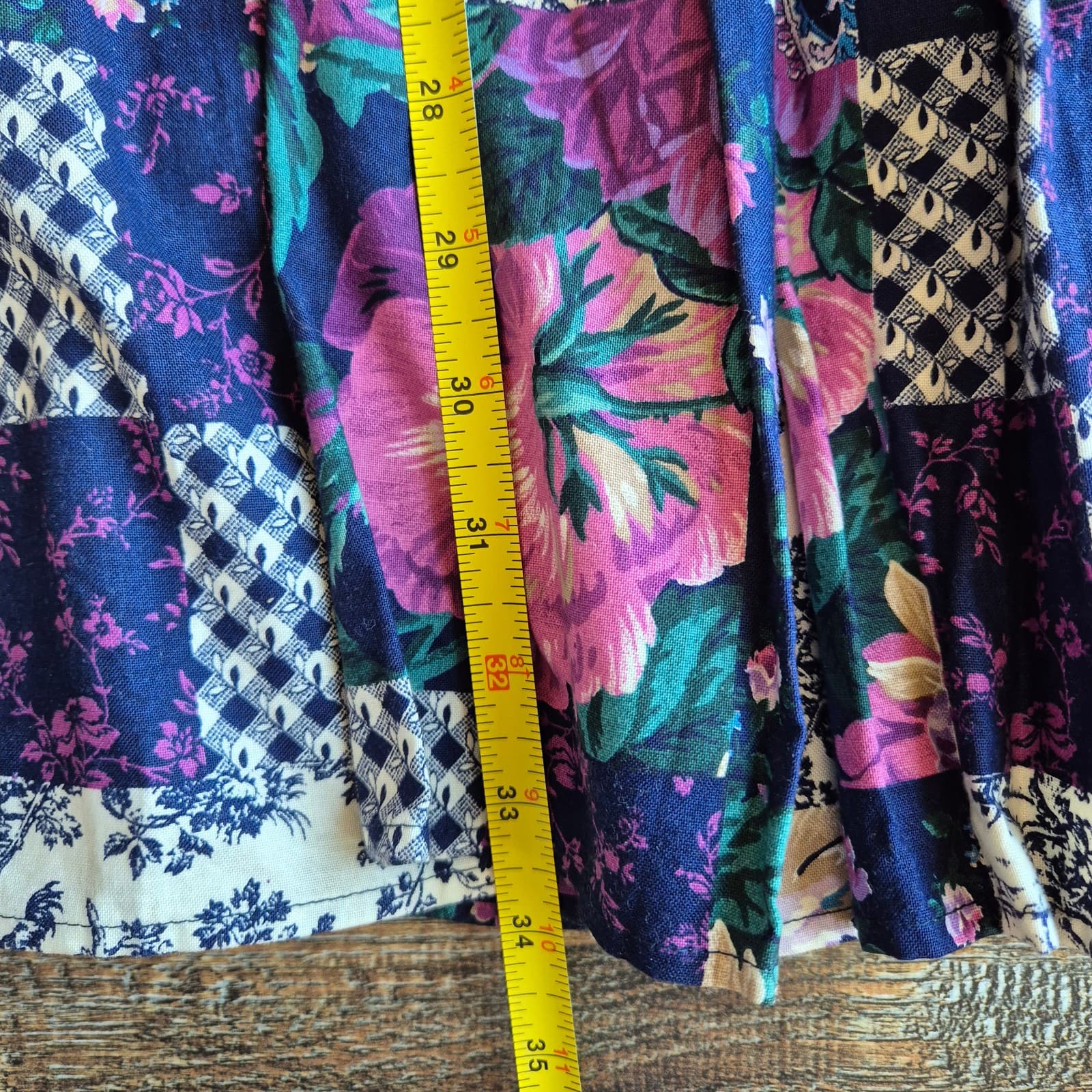NWoT Granny Hugs Montana Floral Patchwork Tiered Maxi Skirt Elastic Waist 23"S/M - Thumbnail 9