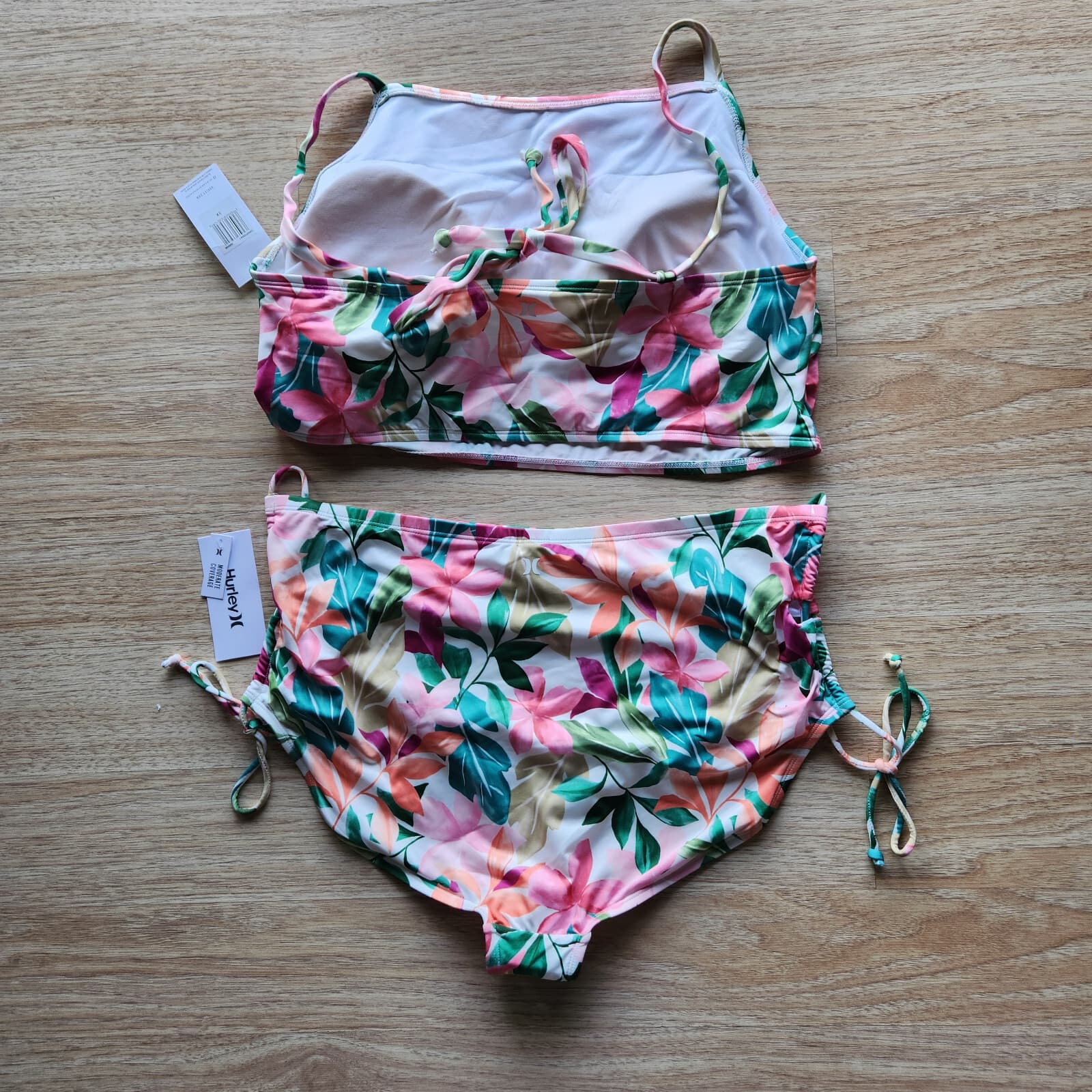 NWT HURLEY Botanical Print 2-Piece Bikini Square Neck High Waist Multicolor 3X - Thumbnail 4