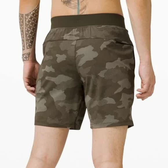 Lululemon T.H.E. Linerless Short 9" Variegated Mesh Camo Max Dark Olive Men's L - Thumbnail 13