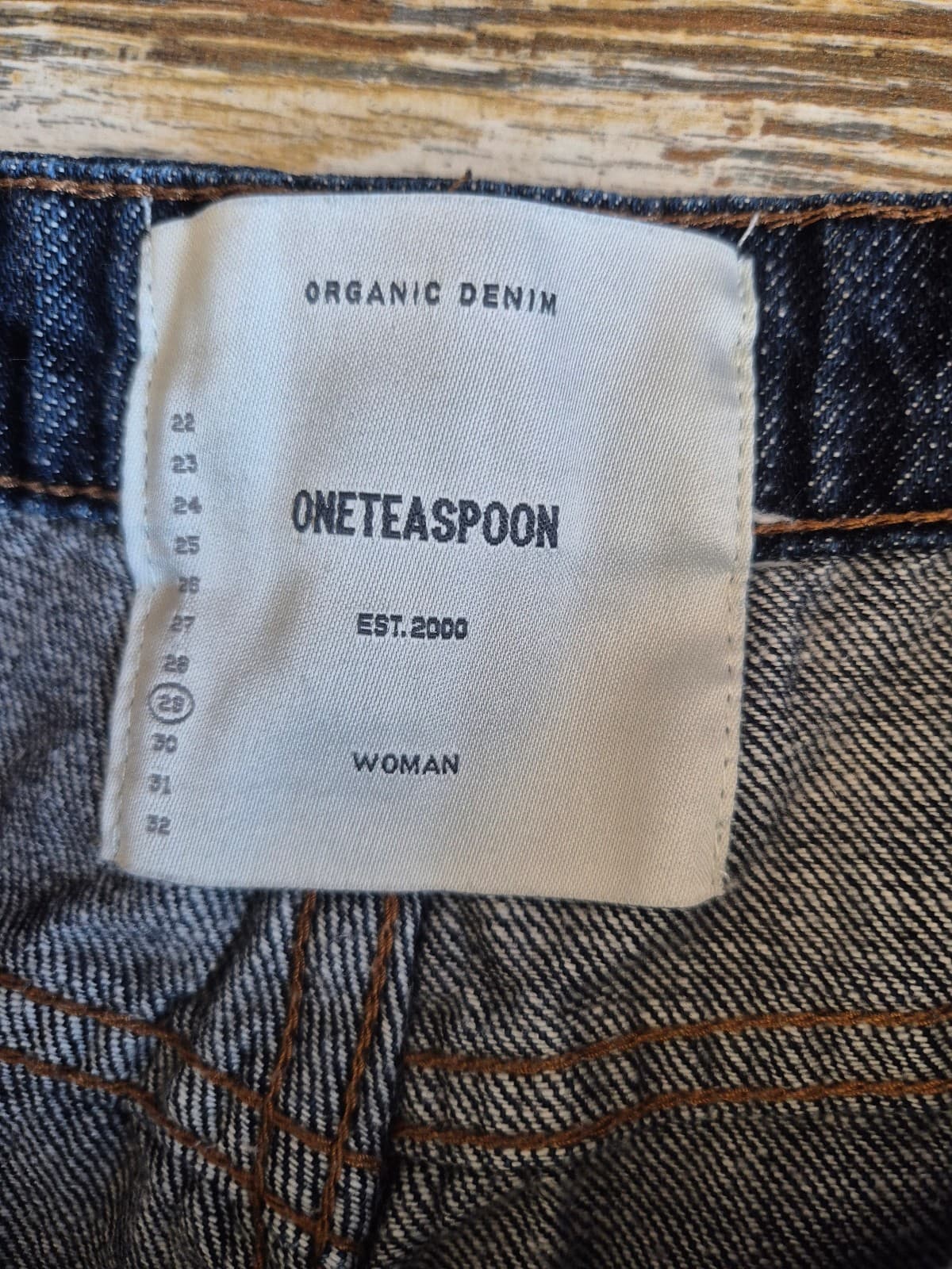 One Teaspoon Organic Denim High Rise Cropped Jeans Frayed Hem Dark Wash Women 29 - Thumbnail 8