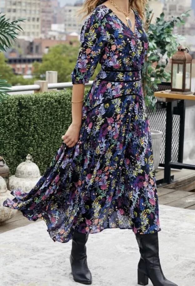 NWoT Soft Surroundings Florencia Floral Asymmetrical Dress Chiffon Multicolor 14 - Thumbnail 2