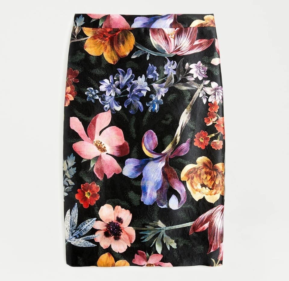 NWT J.Crew Collection Jacquard Pencil Skirt Midnight Dutch Floral Size 6 #AC526 - Thumbnail 3