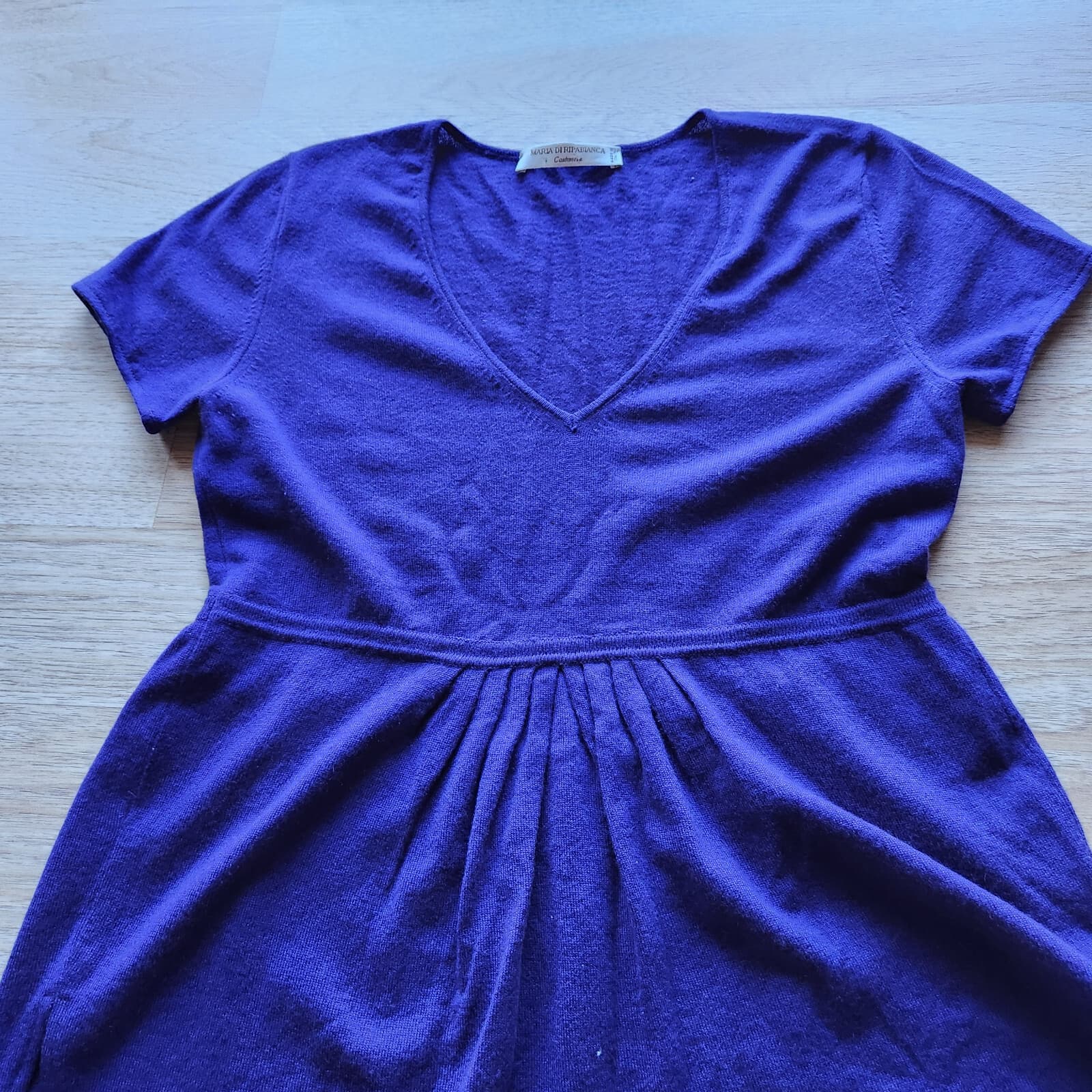 EUC Maria Di Ripabianca Made in Italy Cashmere Peplum Top V-Neck Purple Bust 36" - Thumbnail 6