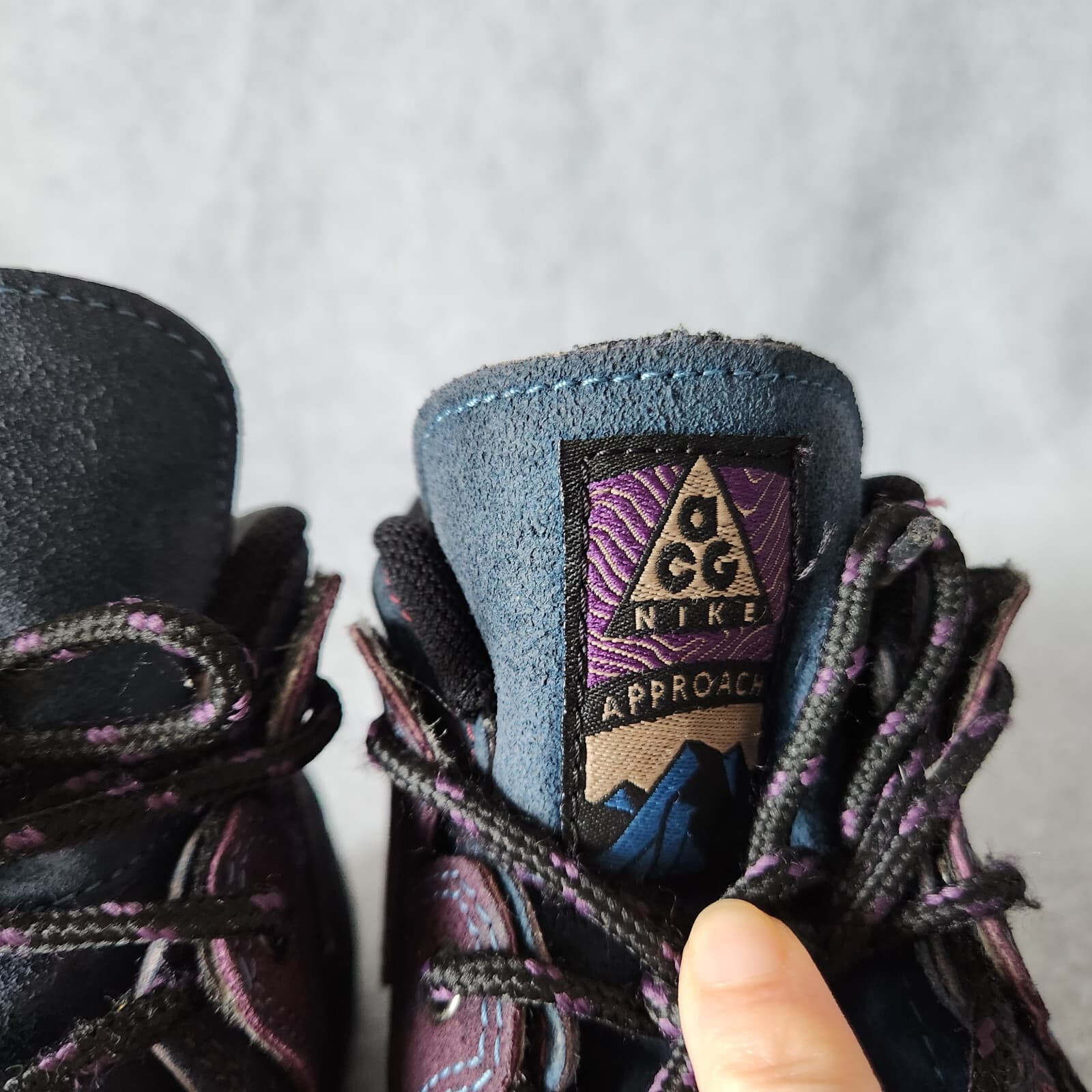Vintage Nike Air ACG Approach Women's US8.5 Hiking Suede Boot Lace Black Purple - Thumbnail 8