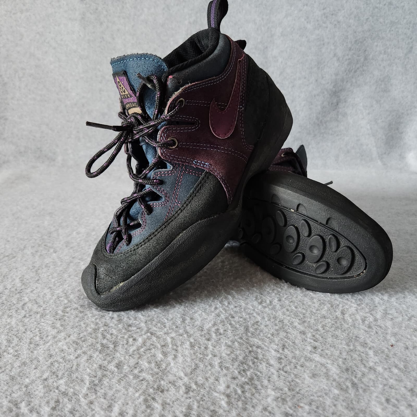 Vintage Nike Air ACG Approach Women's US8.5 Hiking Suede Boot Lace Black Purple - Thumbnail 3