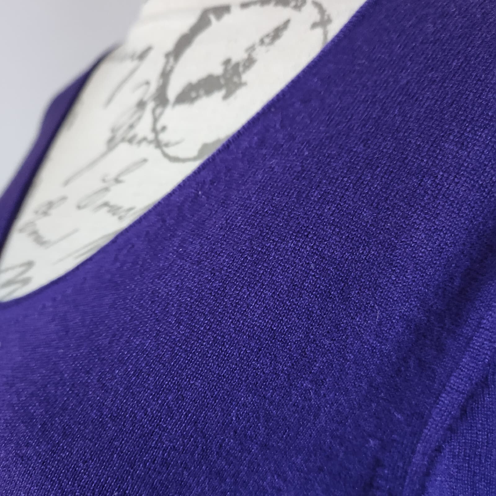 EUC Maria Di Ripabianca Made in Italy Cashmere Peplum Top V-Neck Purple Bust 36" - Thumbnail 3