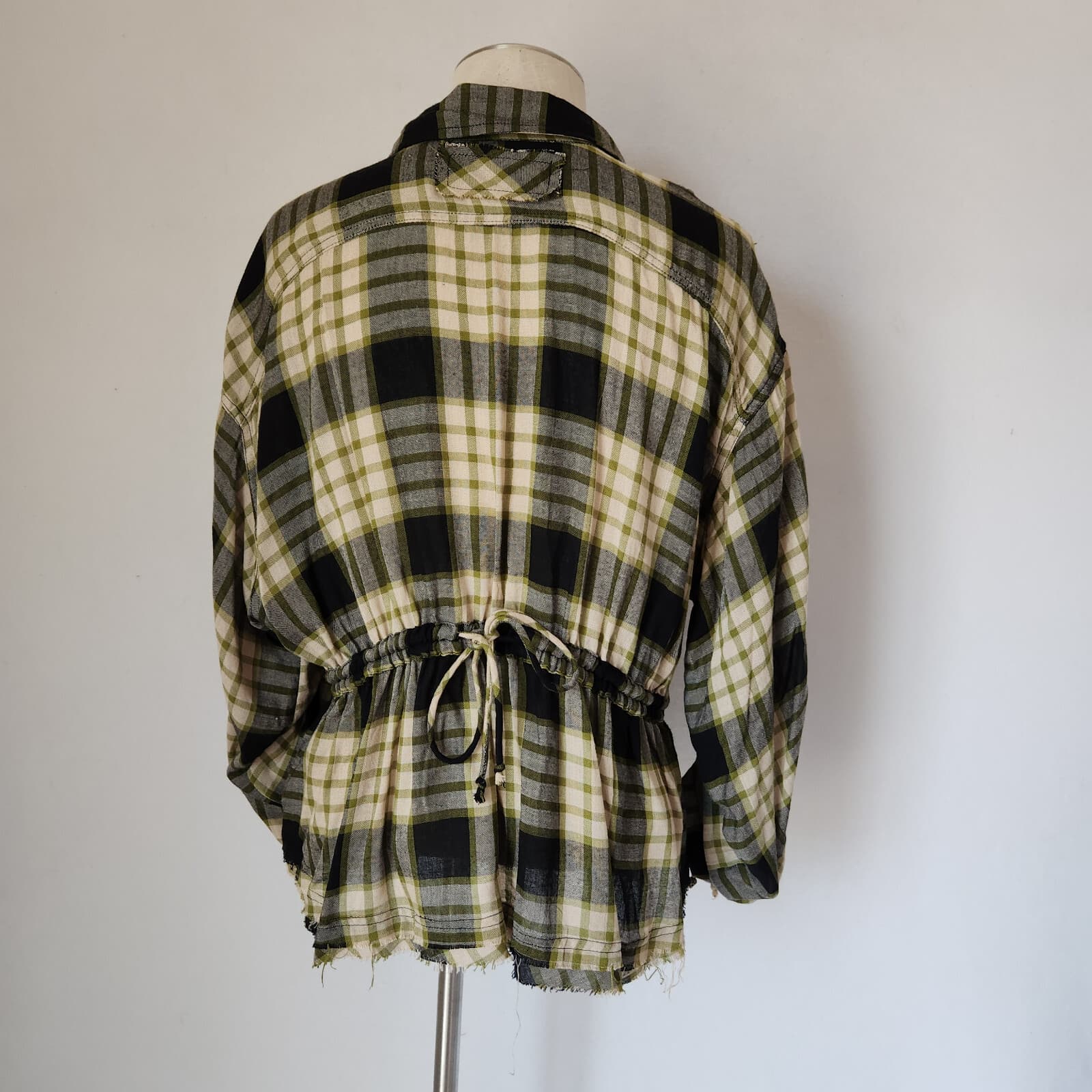 NWoT We The Free Pacific Down Wool Blend Plaid Shirt Snap Tie-Back Green Woman M - Thumbnail 9