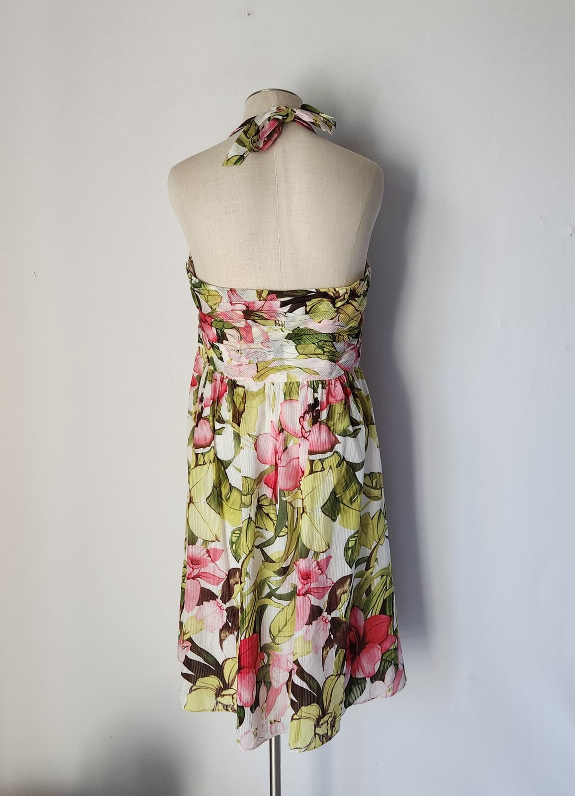 Tommy Bahama Halter Watercolor Orchid Tropical Silk Party Cocktail Dress Sz.16 - Thumbnail 6