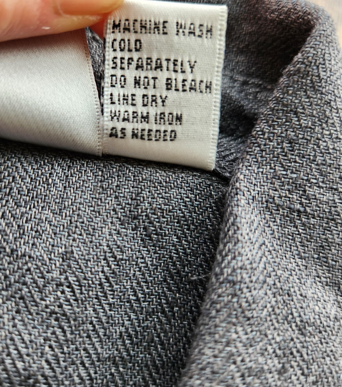 Vintage Chico's Design Linen Lagenlook Long Tunic Shirt Pearl Button Grey Sz.2/L - Thumbnail 10
