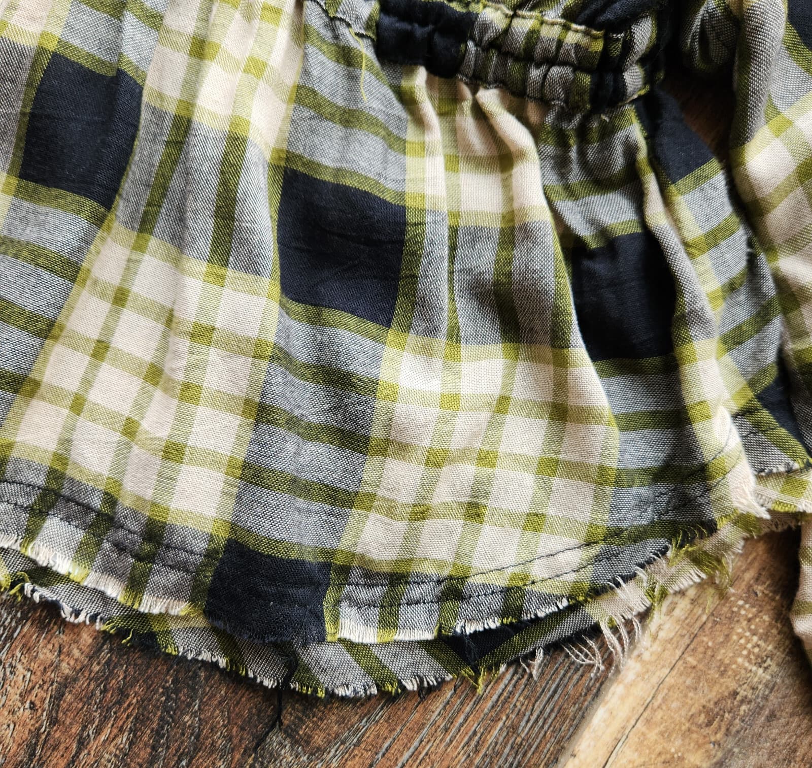 NWoT We The Free Pacific Down Wool Blend Plaid Shirt Snap Tie-Back Green Woman M - Thumbnail 11