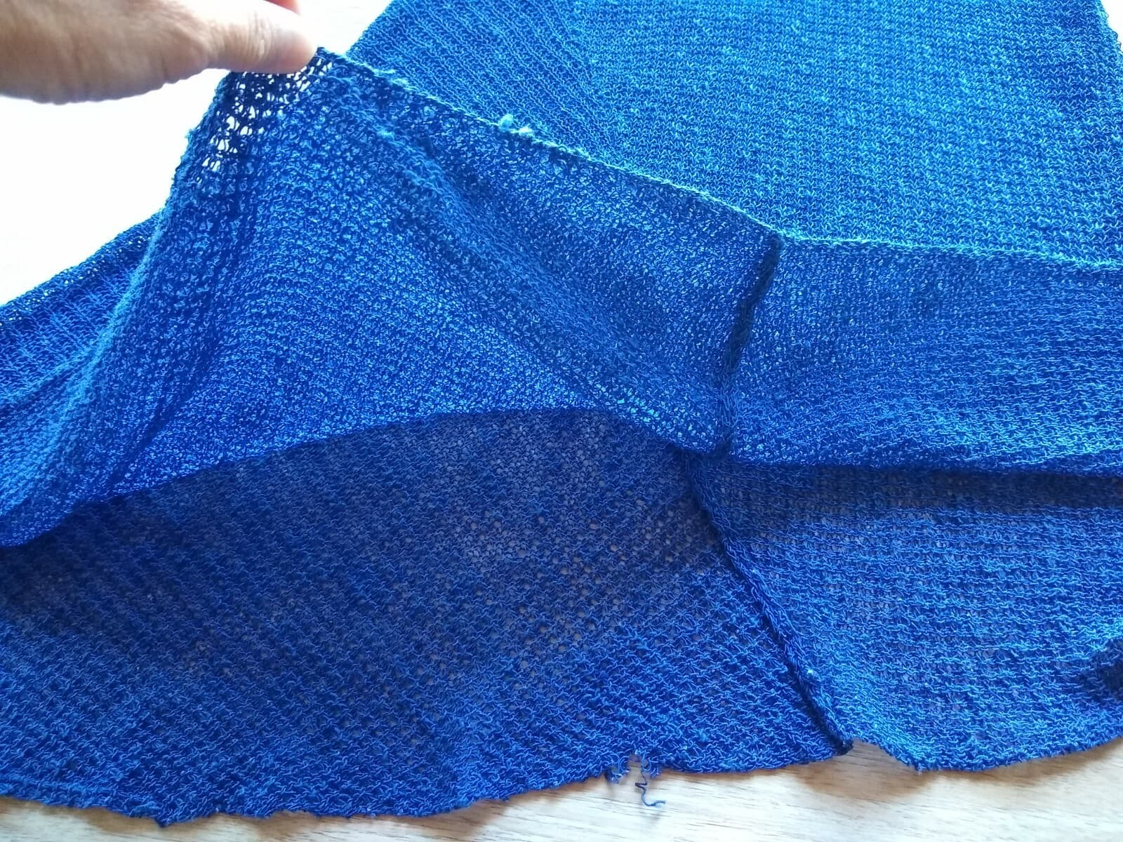 EILEEN FISHER Linen Blend Open Stritch Tank Top High-Low Sleeveless Blue Sz.M - Thumbnail 9