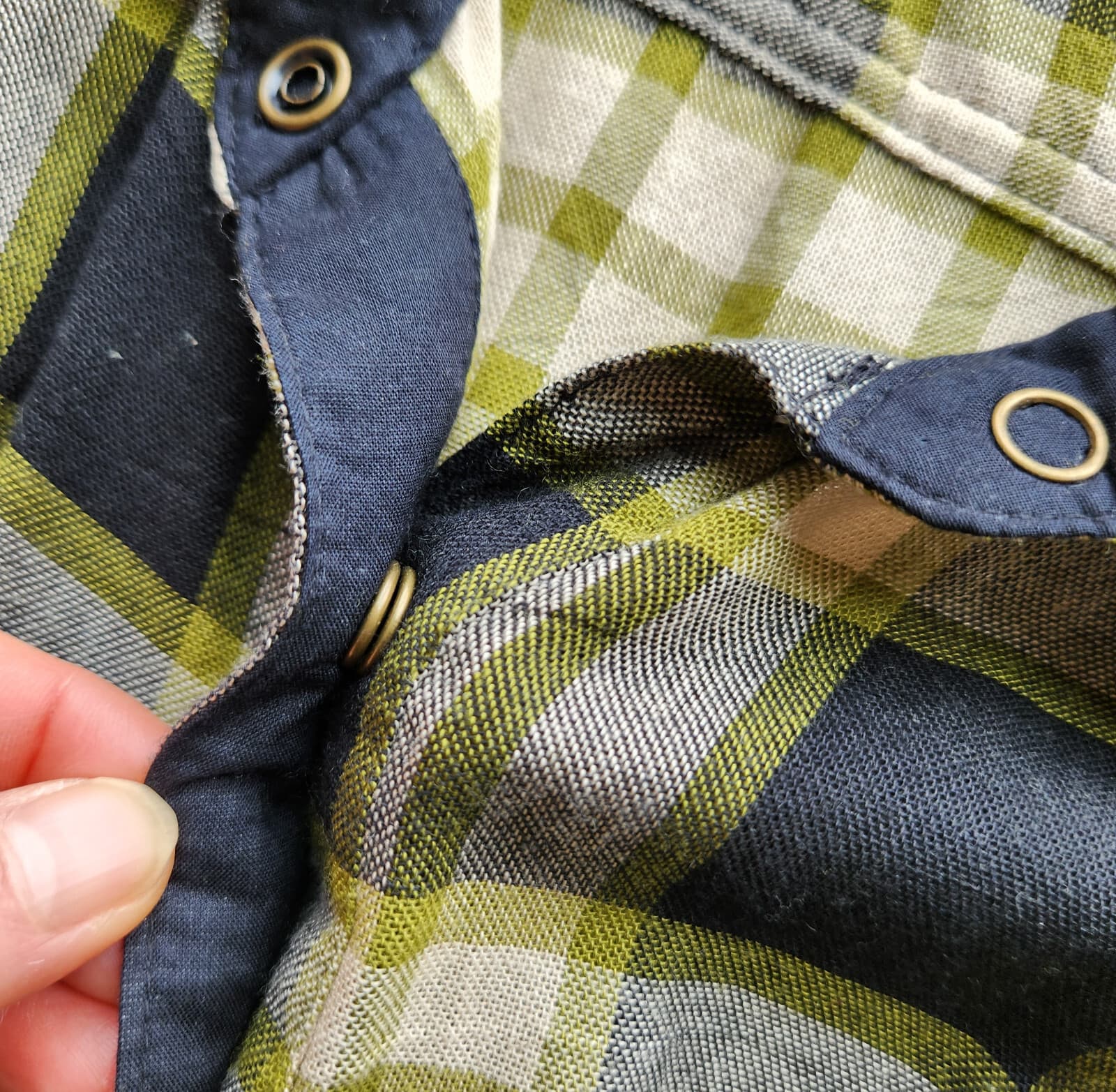 NWoT We The Free Pacific Down Wool Blend Plaid Shirt Snap Tie-Back Green Woman M - Thumbnail 12