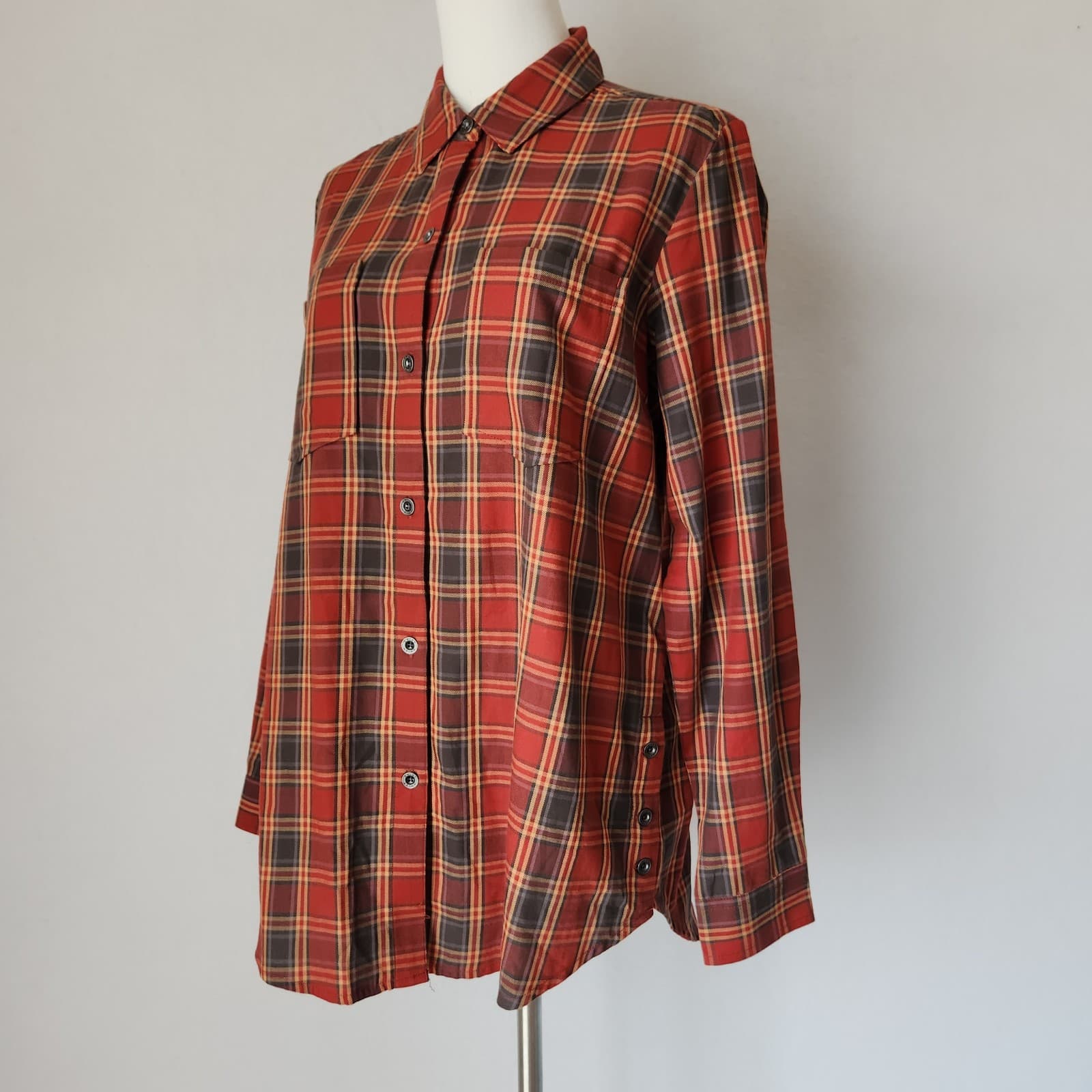 NWoT ARIAT Red Plaid Button-Up Western Shirt Long Sleeve Pocket Cotton Women's M - Thumbnail 2