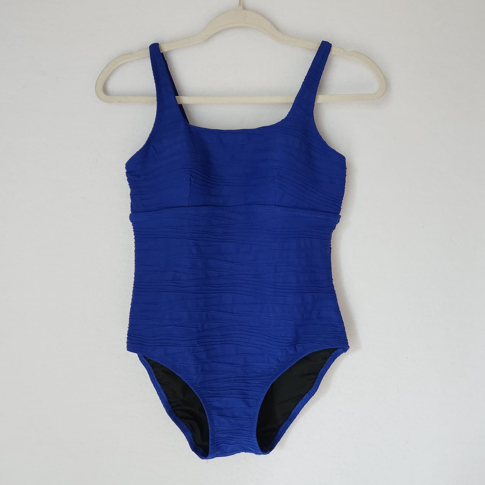 Lands' End Textured One-Piece Swimsuit Square Neck Bra-Padded Royal Blue Sz.4 - Thumbnail 2