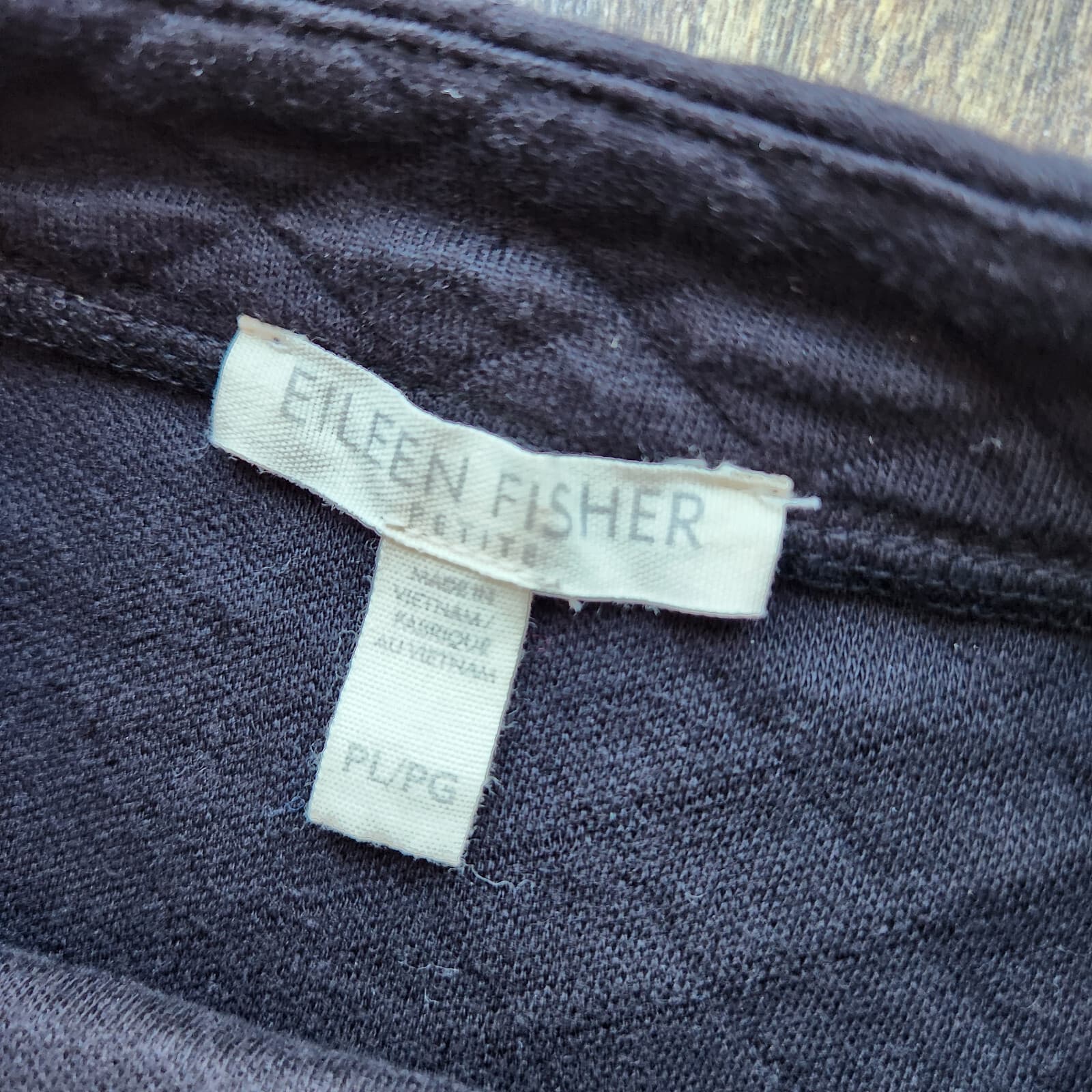 EILEEN FISHER Quilted Boxy Top Sweatshirt Mock Neck Organic Cotton Black Sz.PL - Thumbnail 8