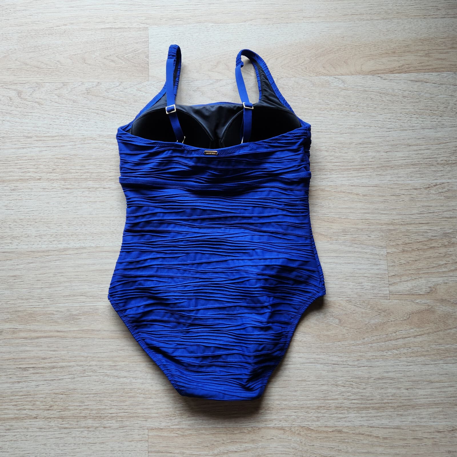 Lands' End Textured One-Piece Swimsuit Square Neck Bra-Padded Royal Blue Sz.4 - Thumbnail 4