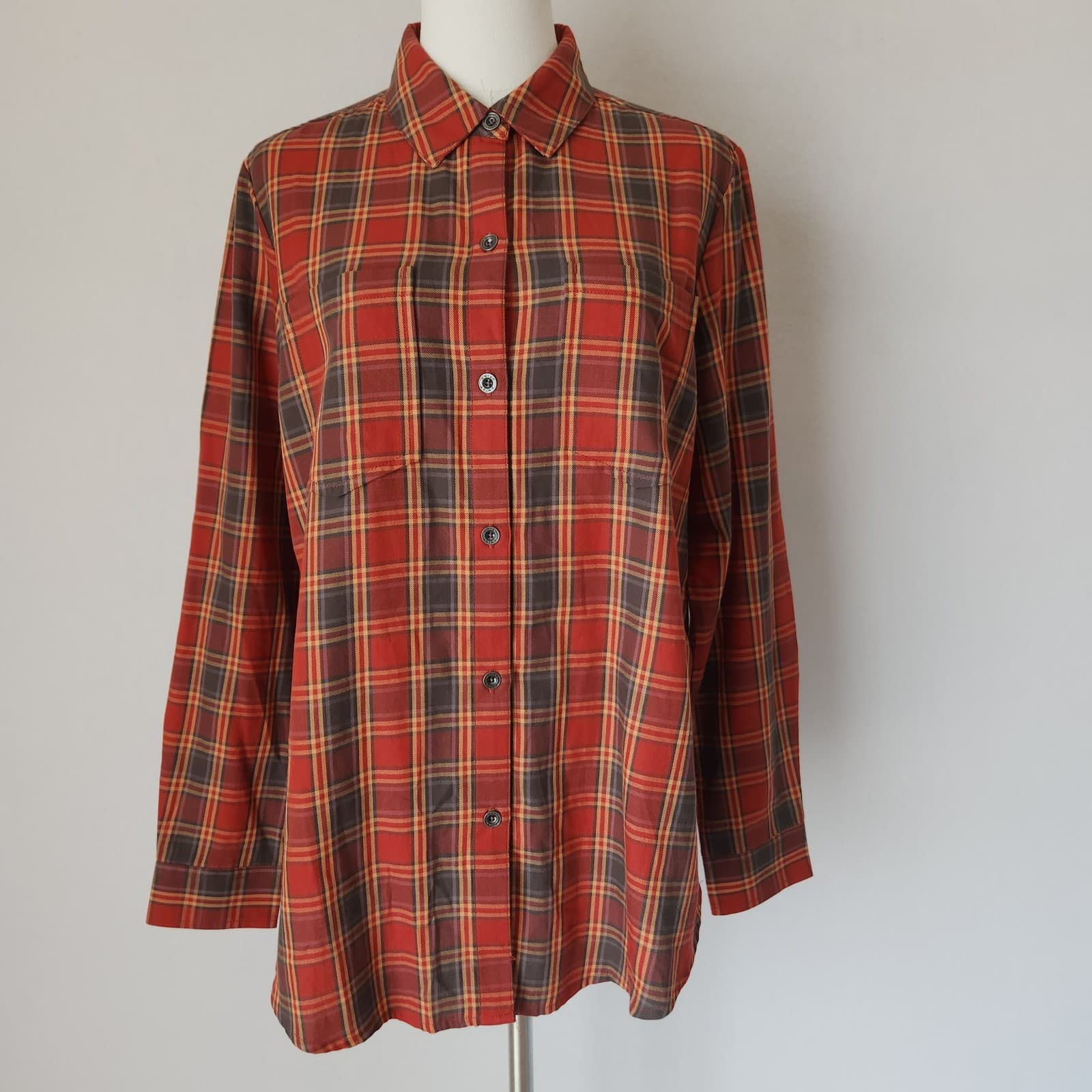 NWoT ARIAT Red Plaid Button-Up Western Shirt Long Sleeve Pocket Cotton Women's M - Thumbnail 3