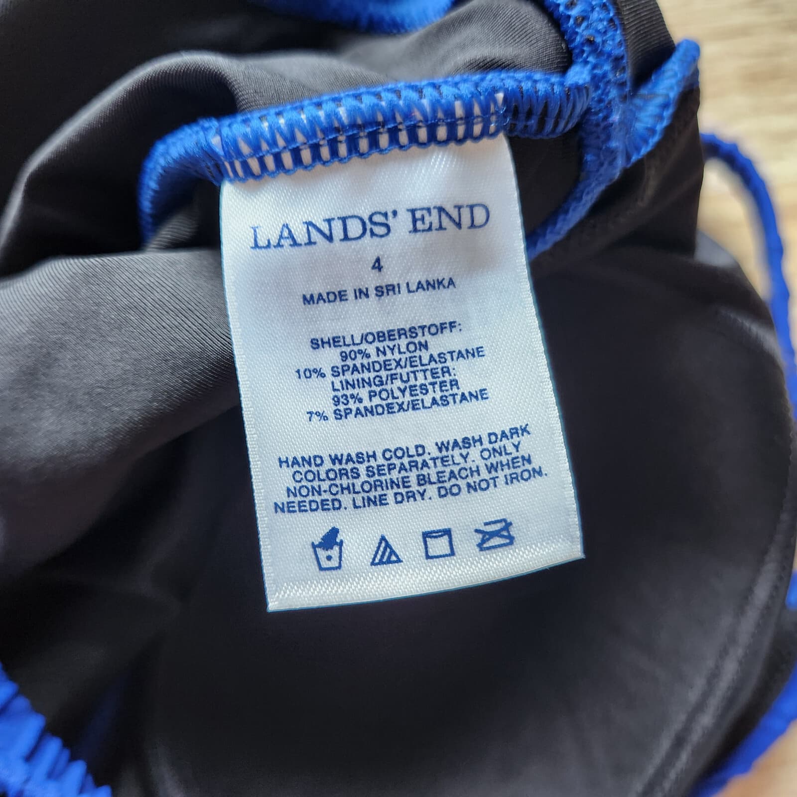 Lands' End Textured One-Piece Swimsuit Square Neck Bra-Padded Royal Blue Sz.4 - Thumbnail 7